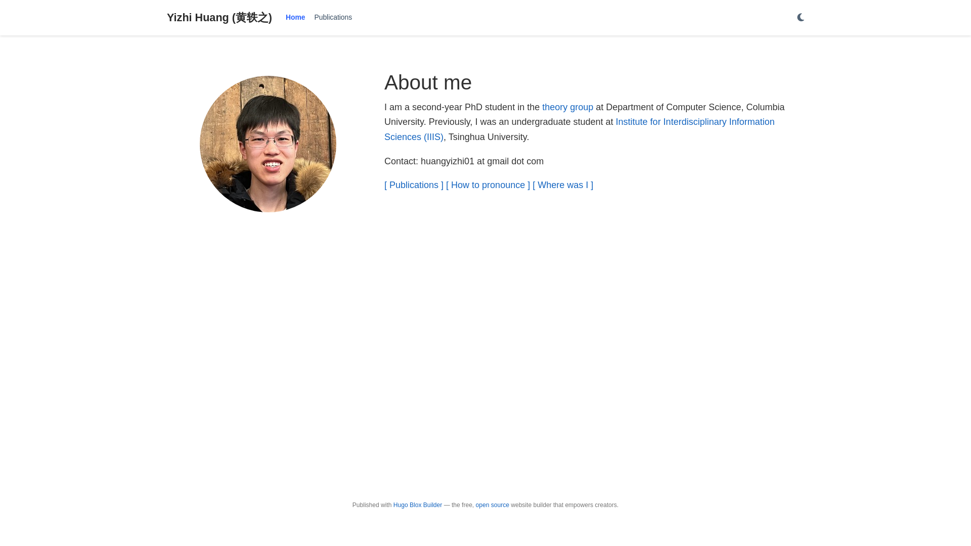 website screenshot of https://yizhihuang.pages.dev/