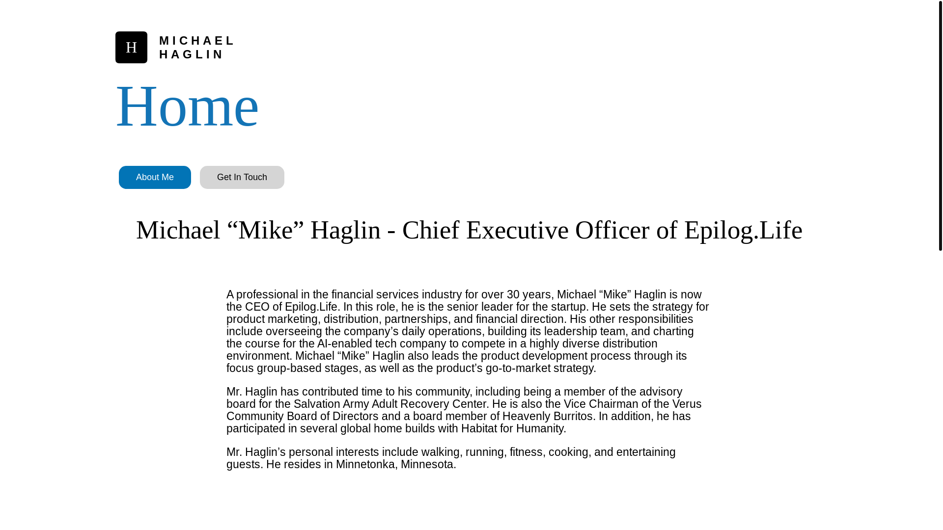 website screenshot of https://michaelhaglin.com/