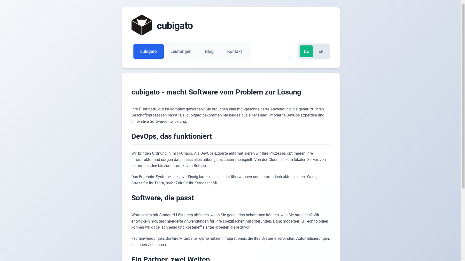 website screenshot of https://cubigato.de/