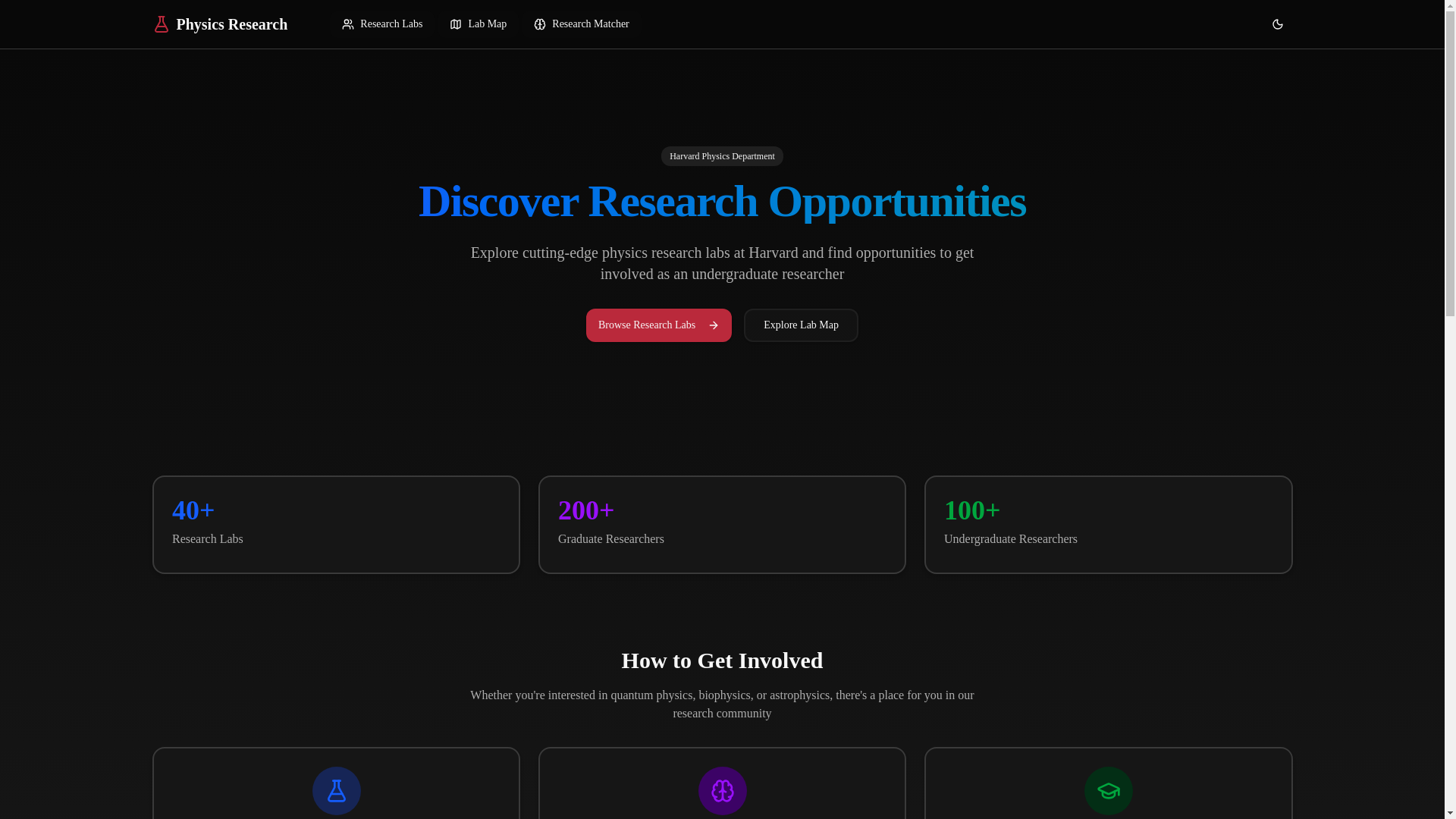 website screenshot of https://harvardphysics.org/