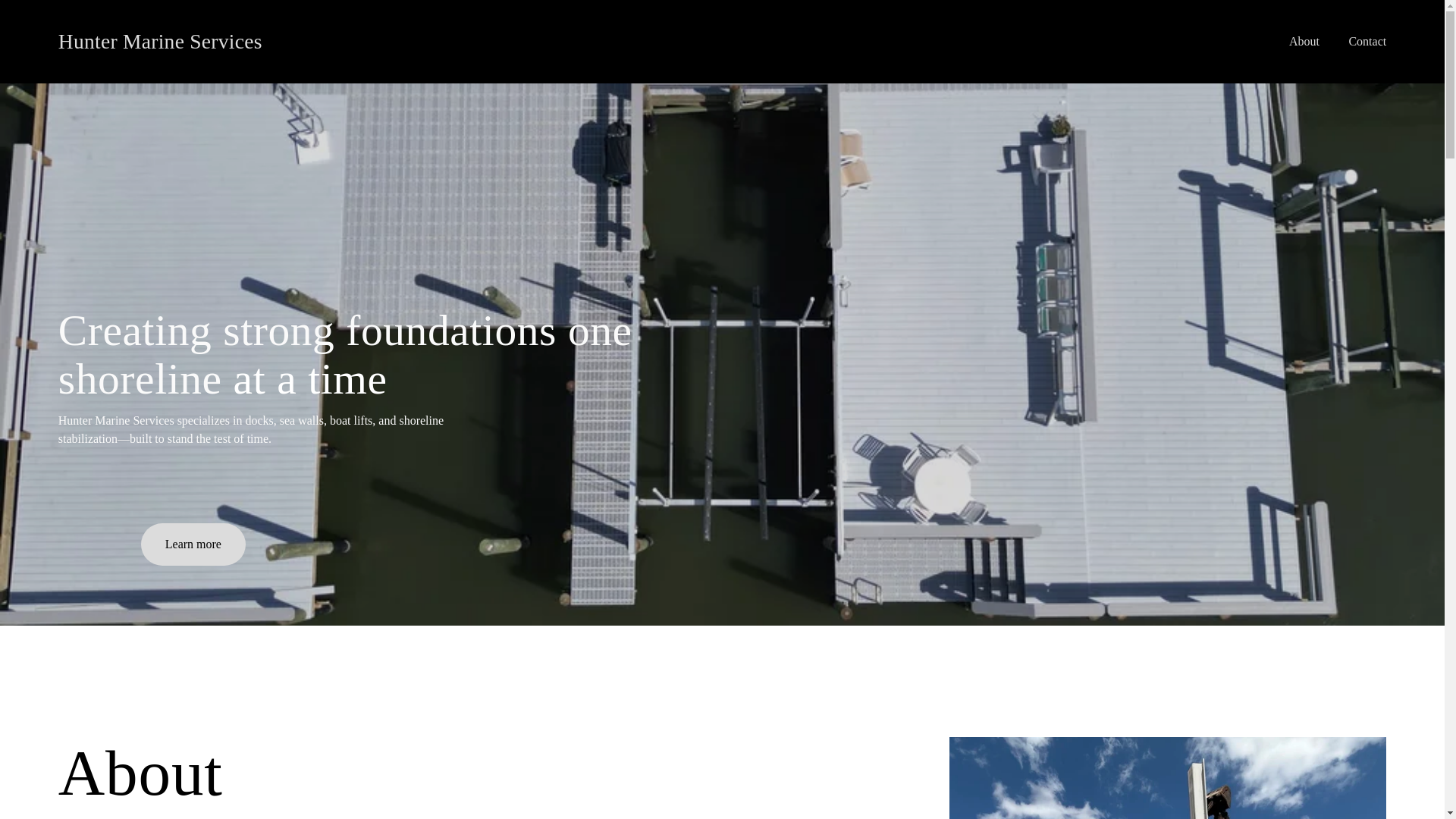 website screenshot of https://huntermarineservices.com/
