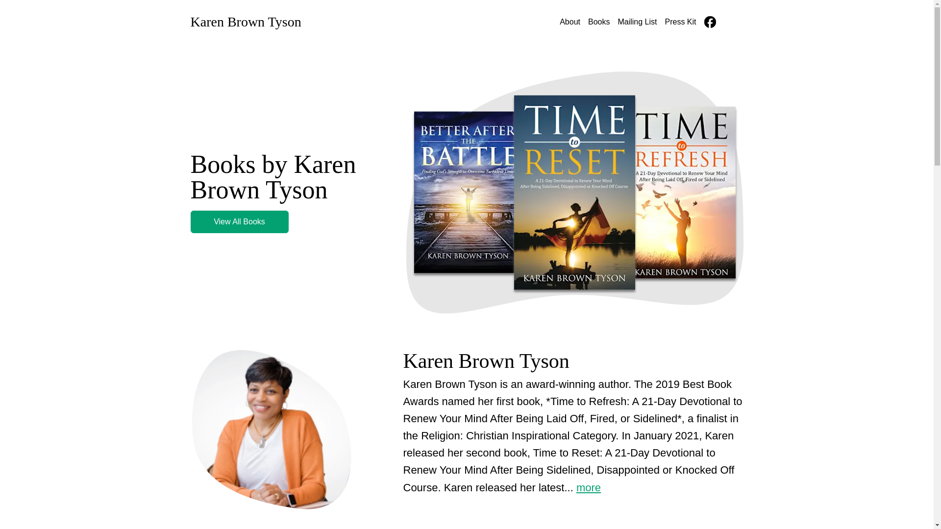 website screenshot of https://karenbrowntysonbooks.com/