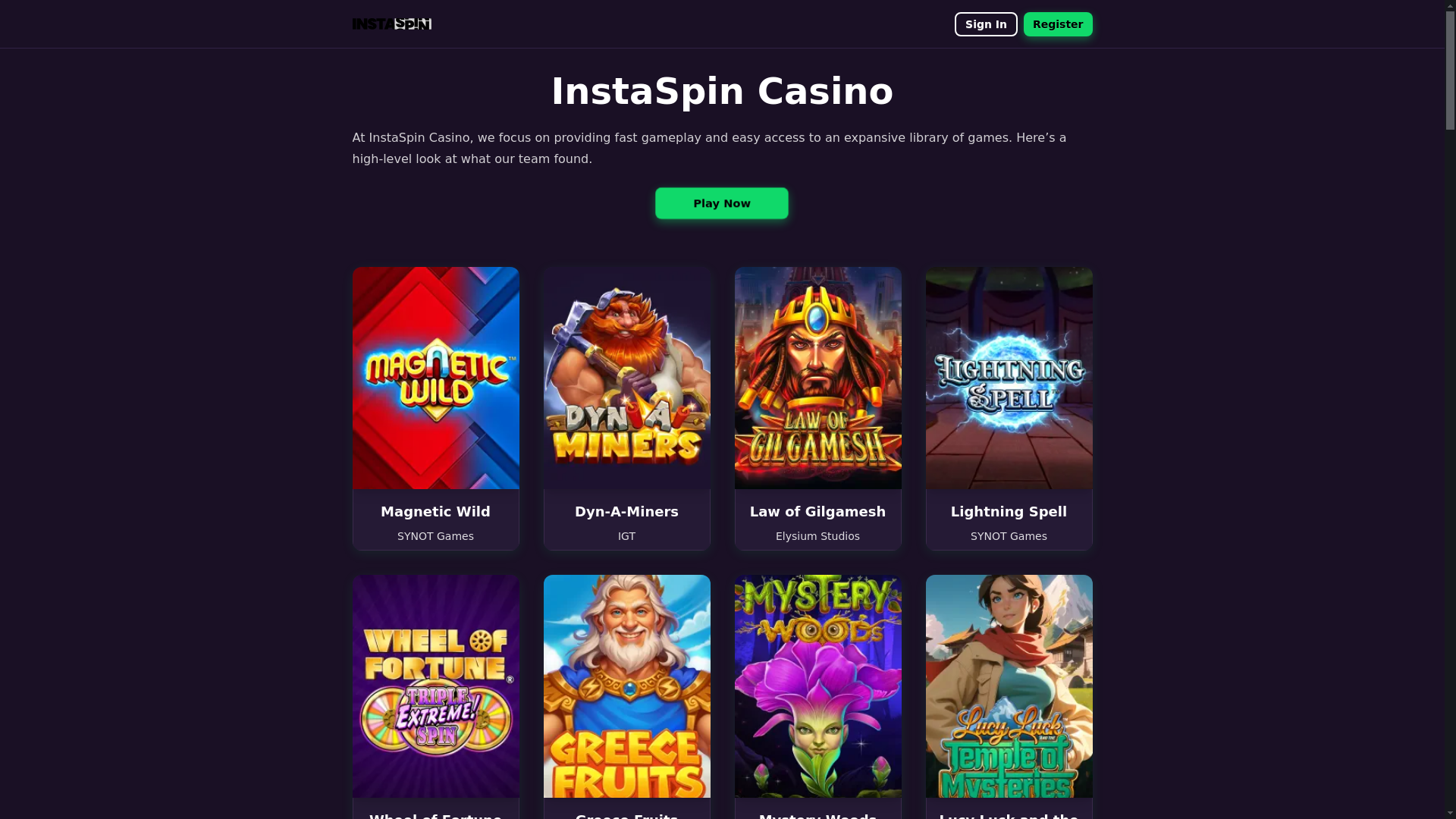 website screenshot of https://insta-spin-co-uk.pages.dev/