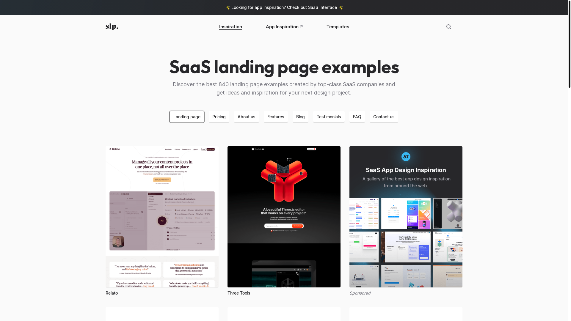 website screenshot of https://saaslandingpage.com/