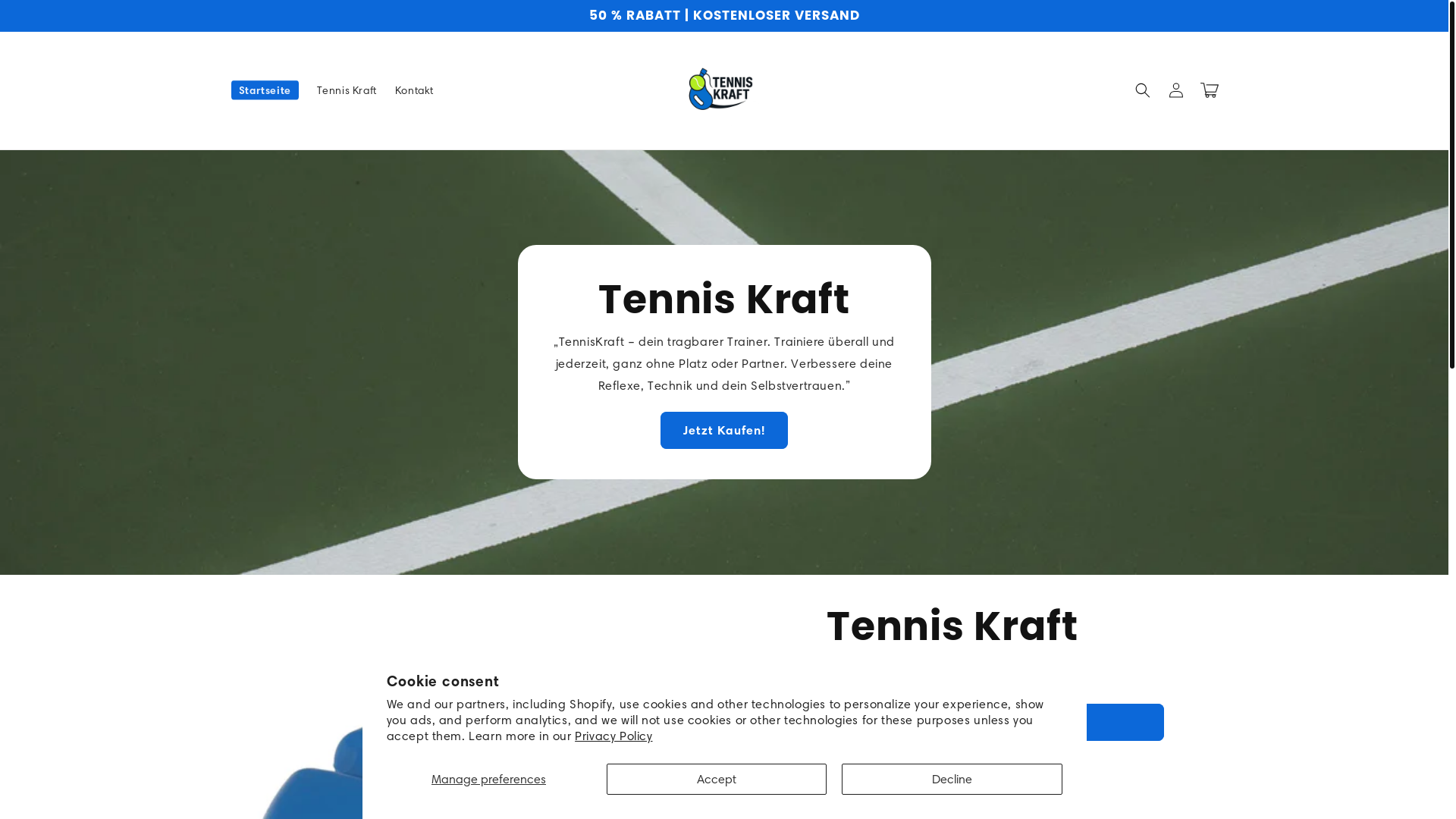 website screenshot of https://tenniskraft.shop/