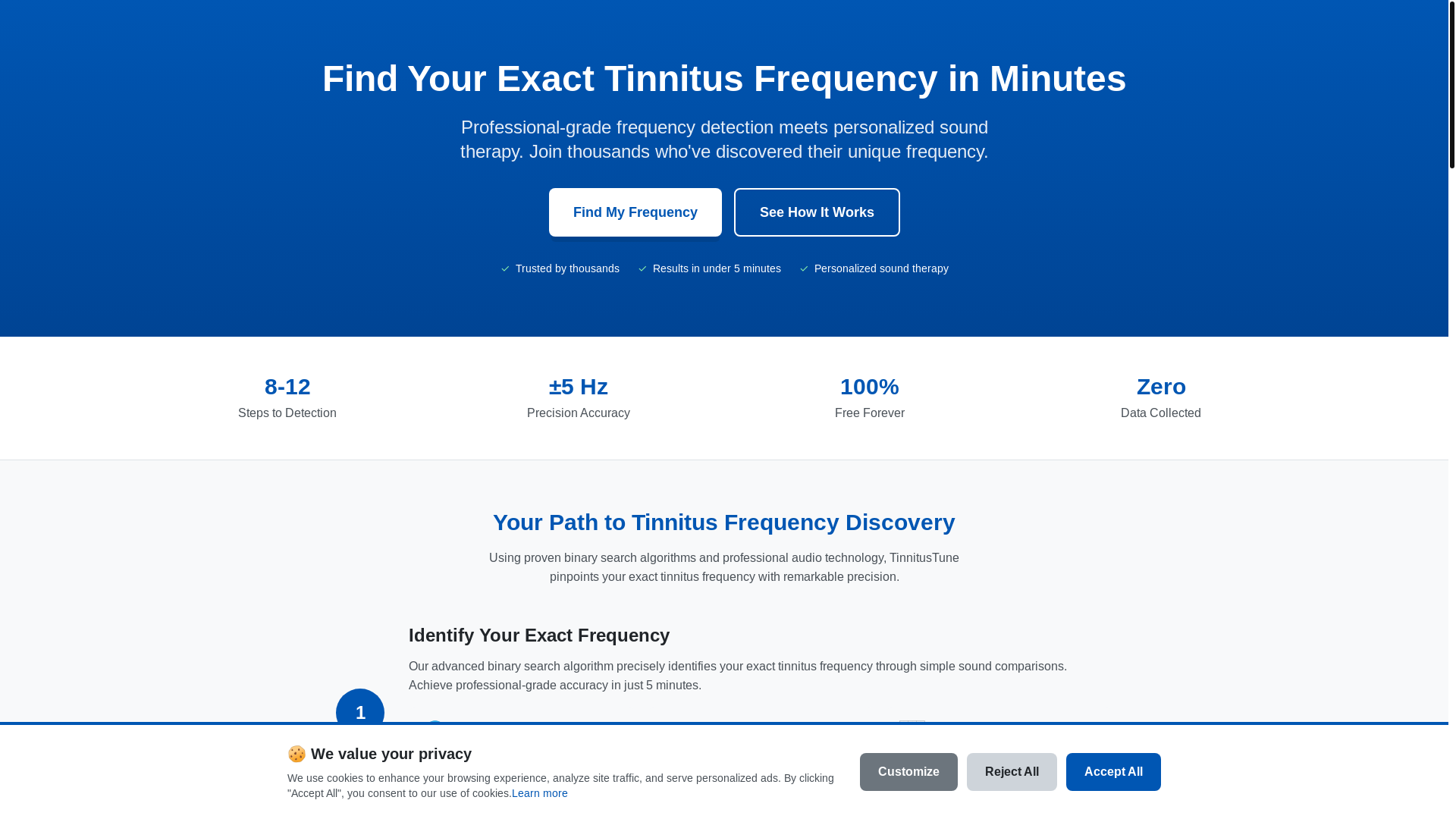 website screenshot of https://tinnitustune.pages.dev/