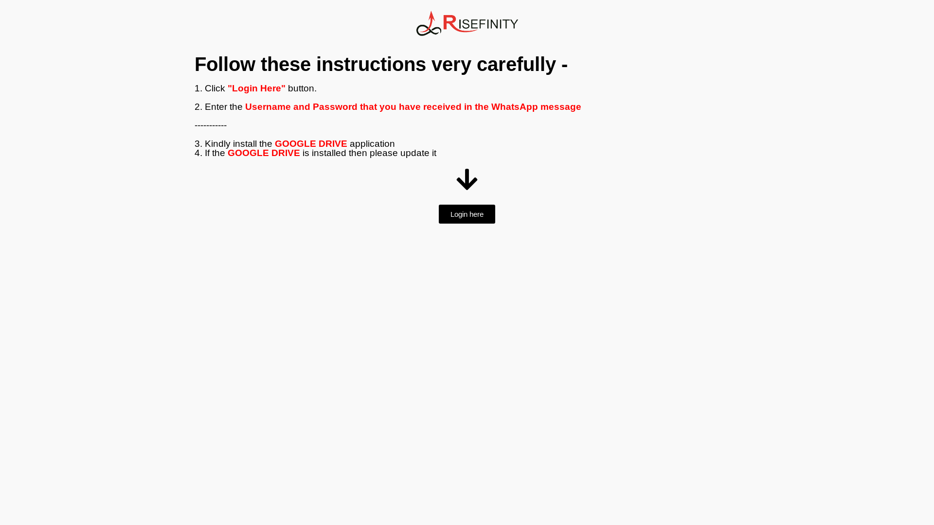 website screenshot of https://lms.risefinity.in/pdf-materials-login/