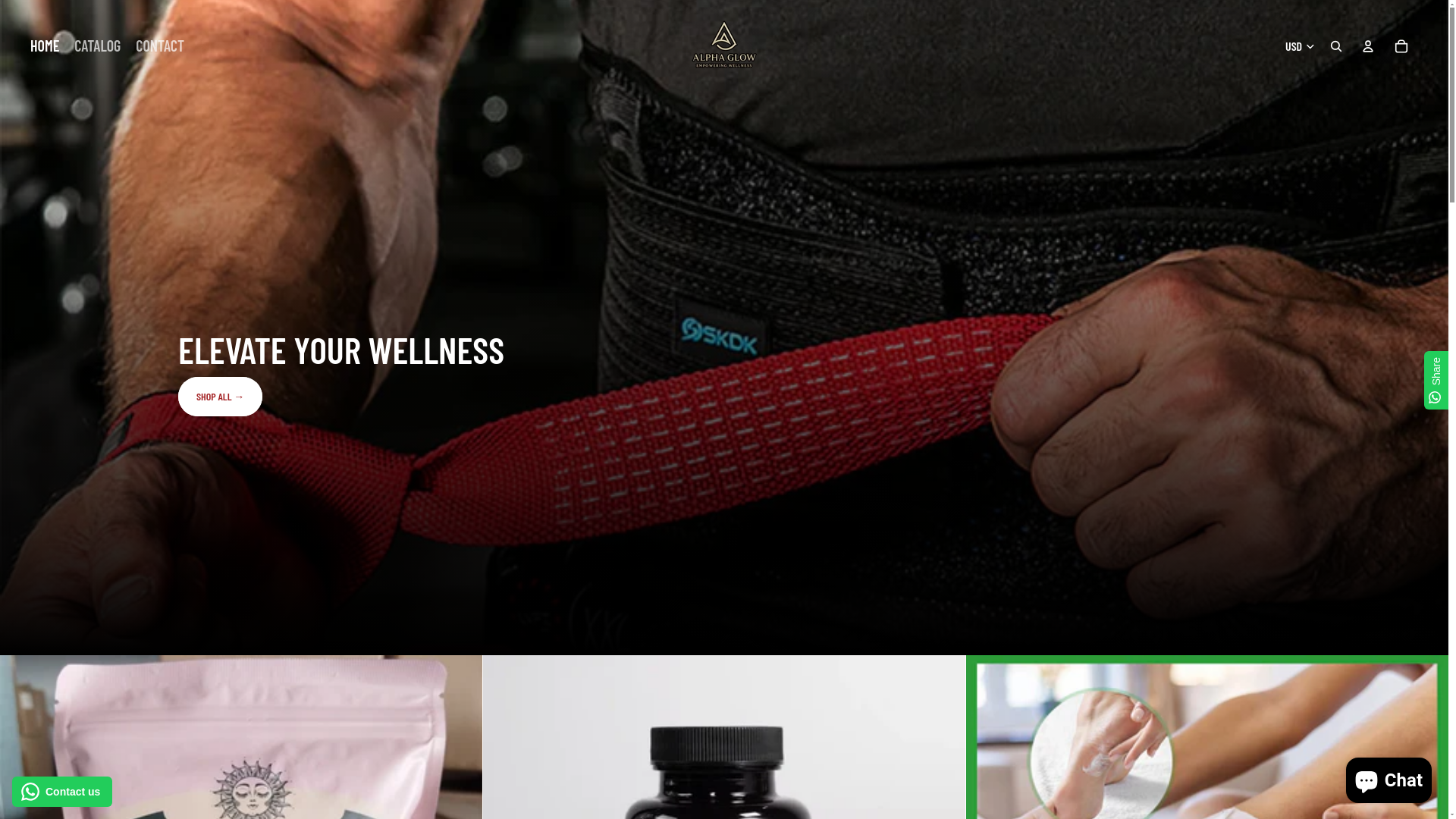 website screenshot of https://alpha-glow.shop/