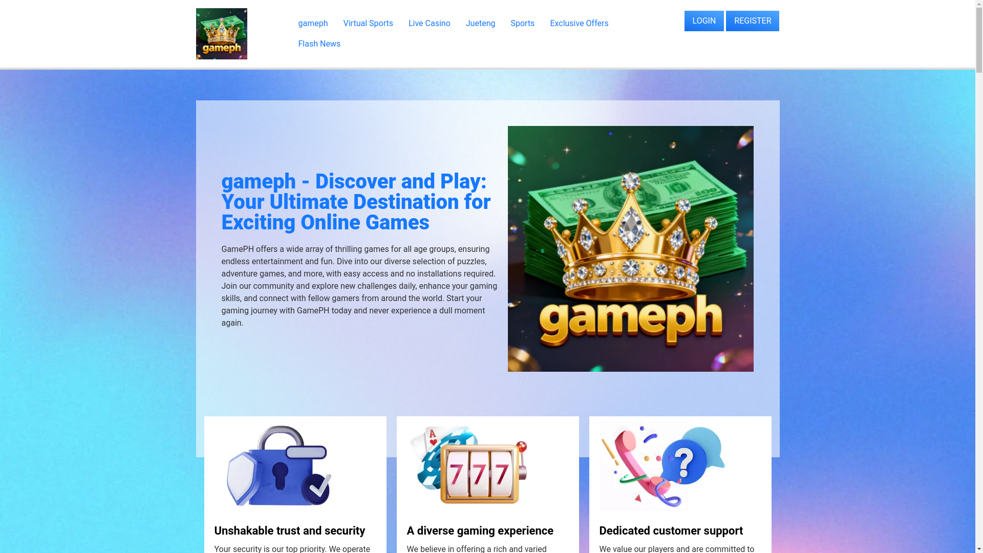 website screenshot of https://gamephjl.com/