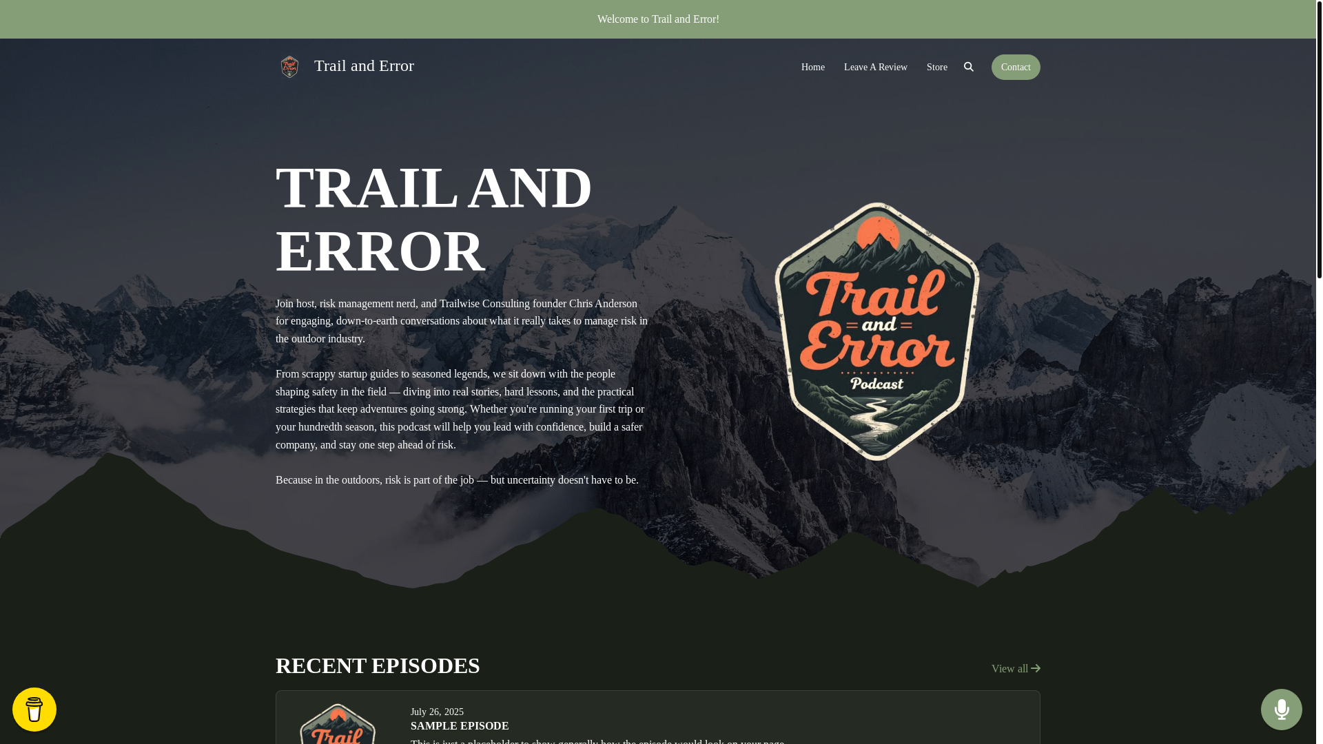 website screenshot of https://trailanderrorpod.com/