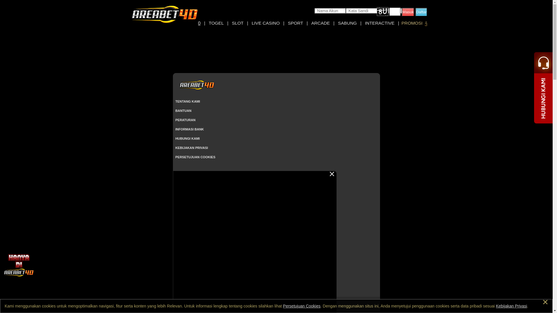 website screenshot of https://areapastihoki.com/