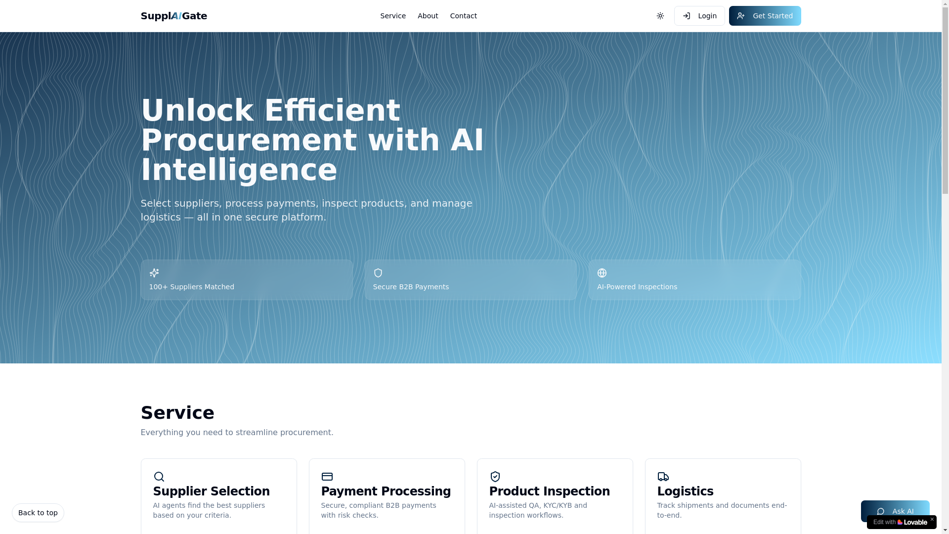website screenshot of https://supplaigate.com/