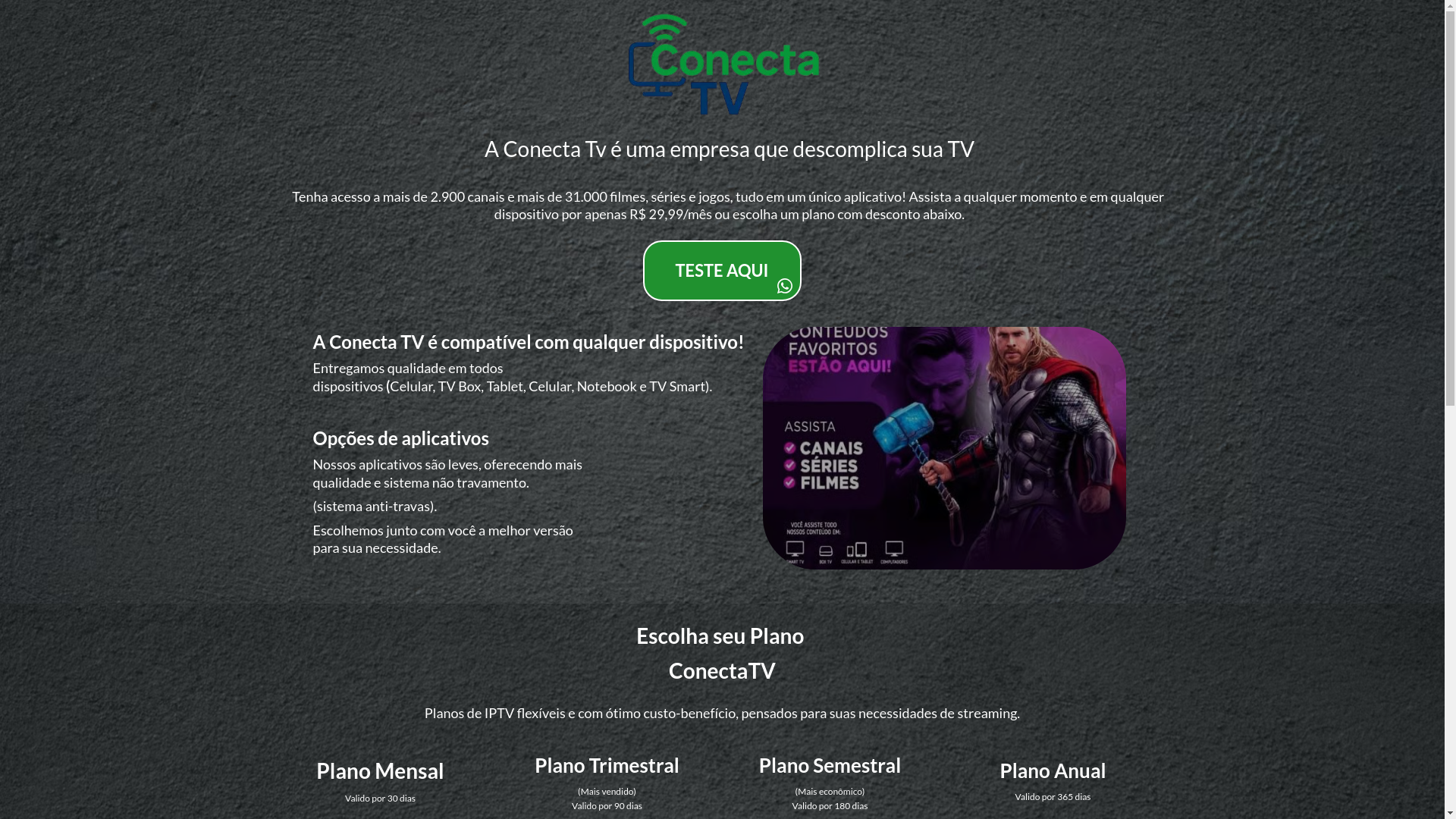 website screenshot of https://conectatvx.com.br/