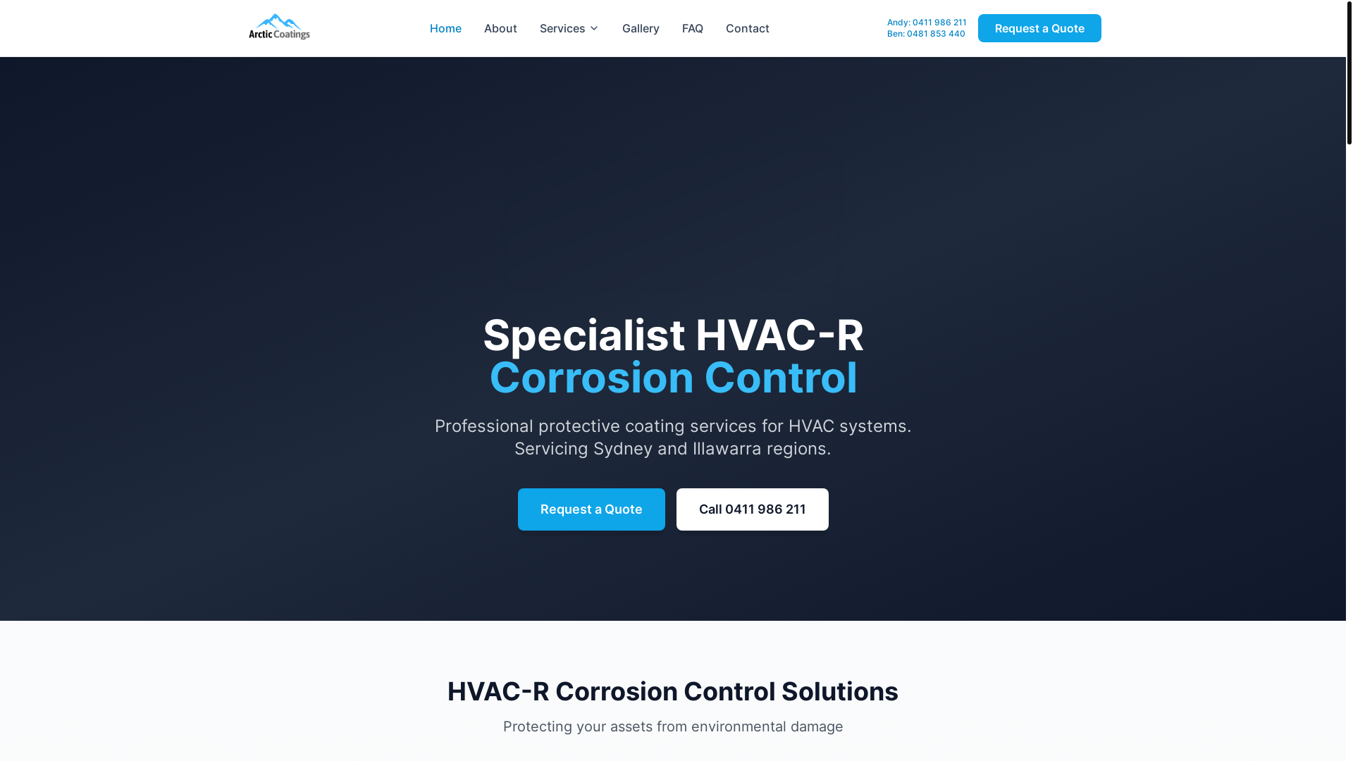 website screenshot of https://arcticcoatings.com.au/