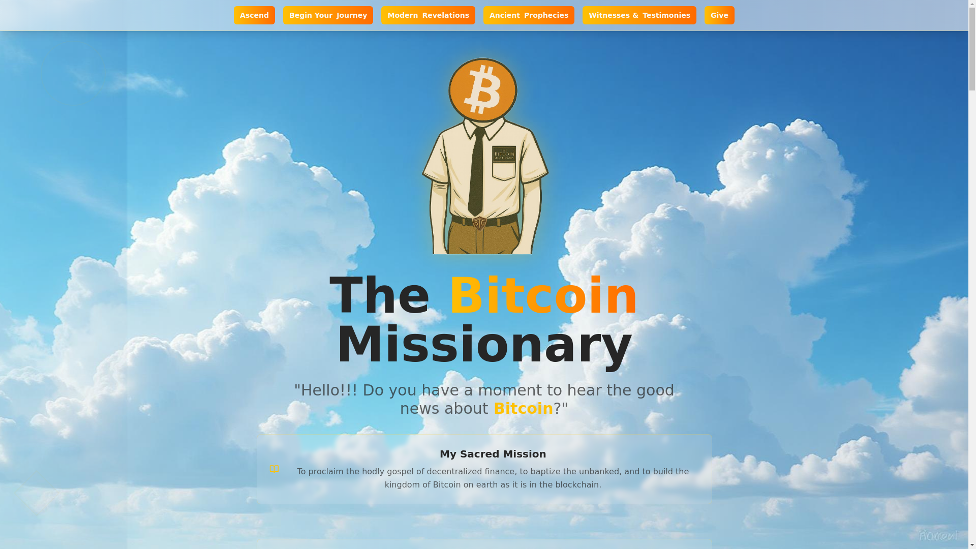 website screenshot of https://thebitcoinmissionary.org/