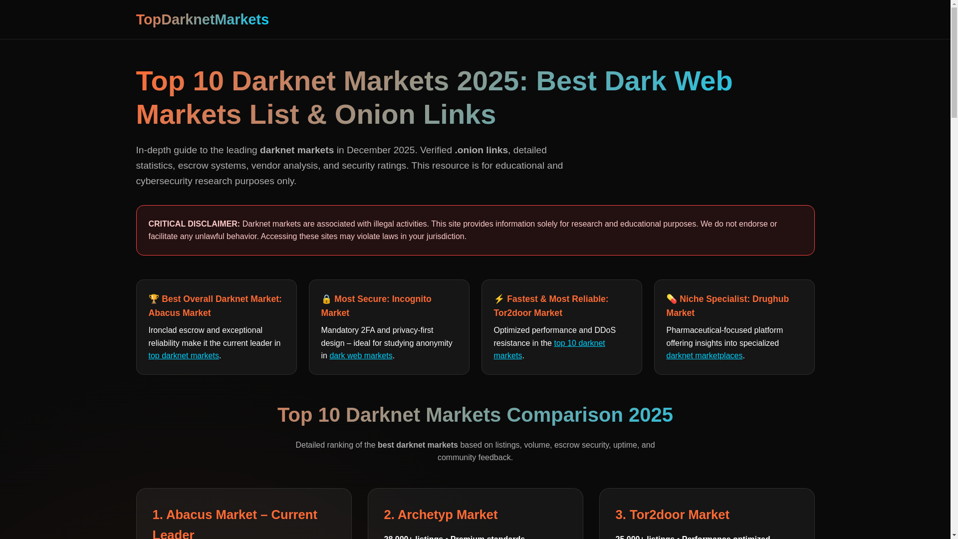website screenshot of https://topdarknetmarkets.net/