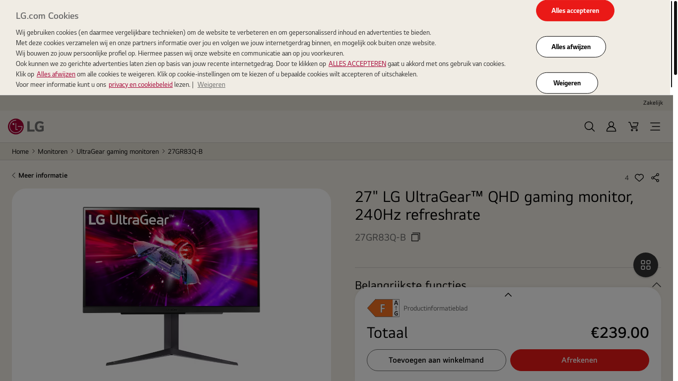 website screenshot of https://www.lg.com/nl/monitoren/ultragear-gaming-monitoren/27gr83q-b/buy/
