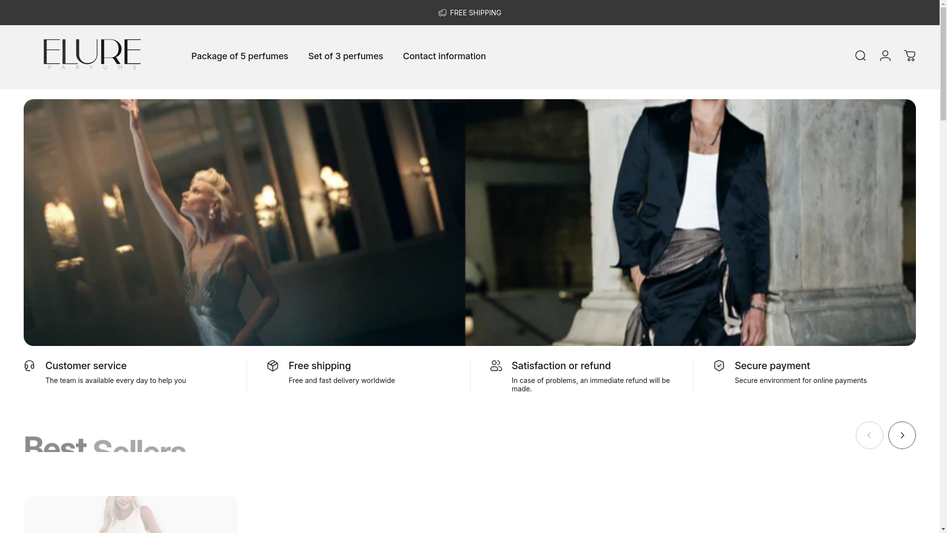 website screenshot of https://elureparfumerie.com/
