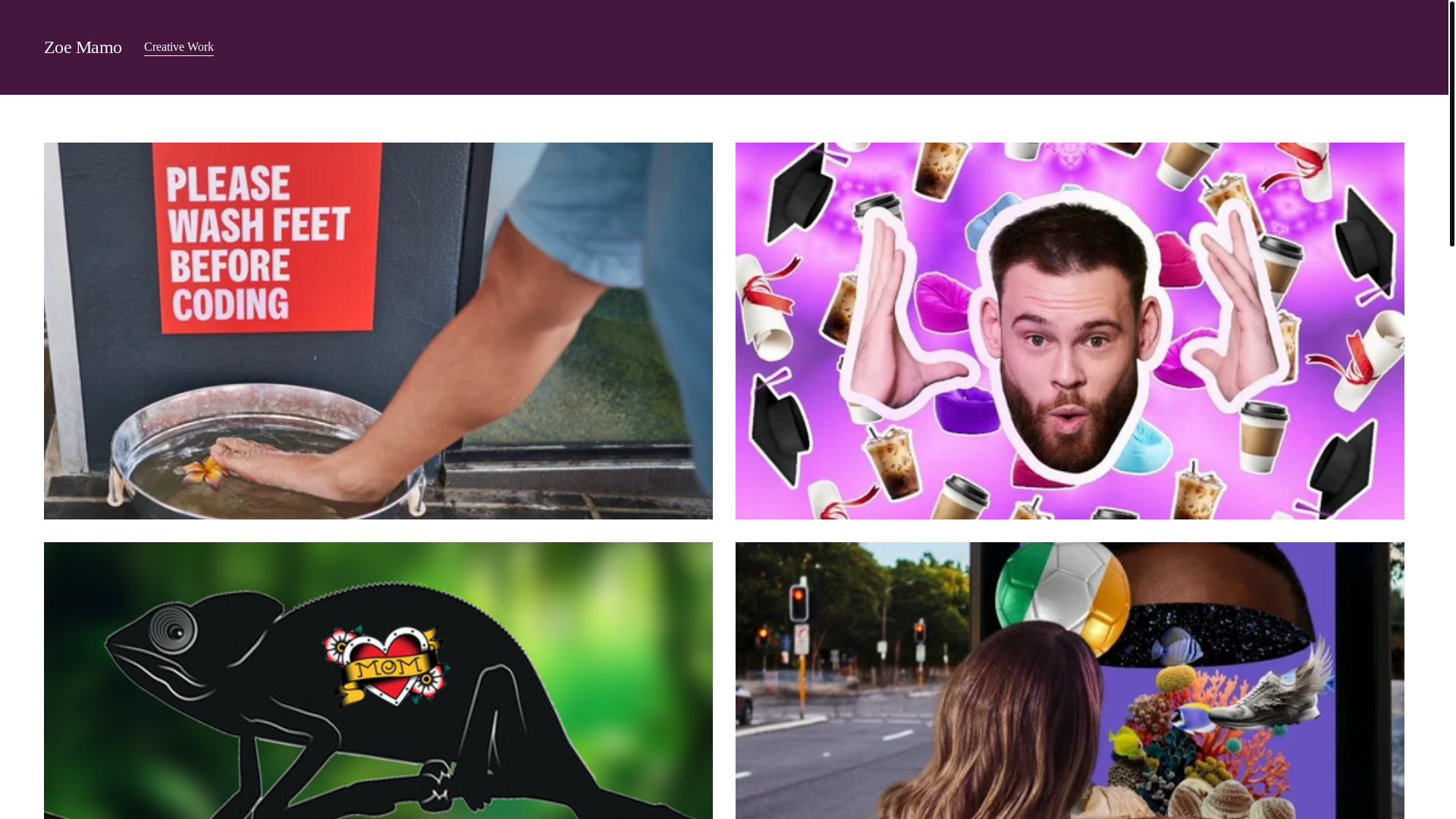 website screenshot of https://zoemamocreative.com/
