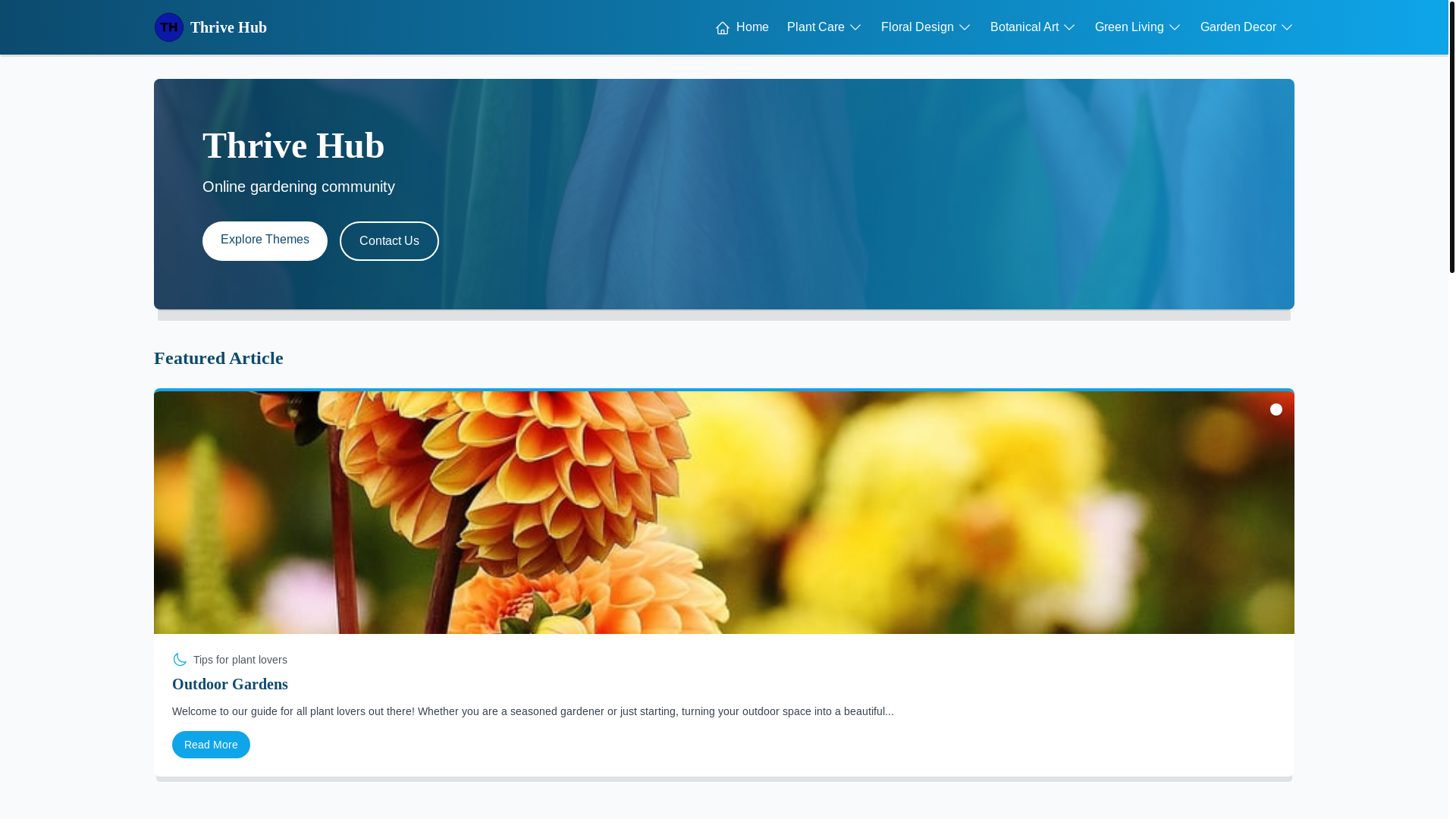 website screenshot of https://thrivegardenhub.live/