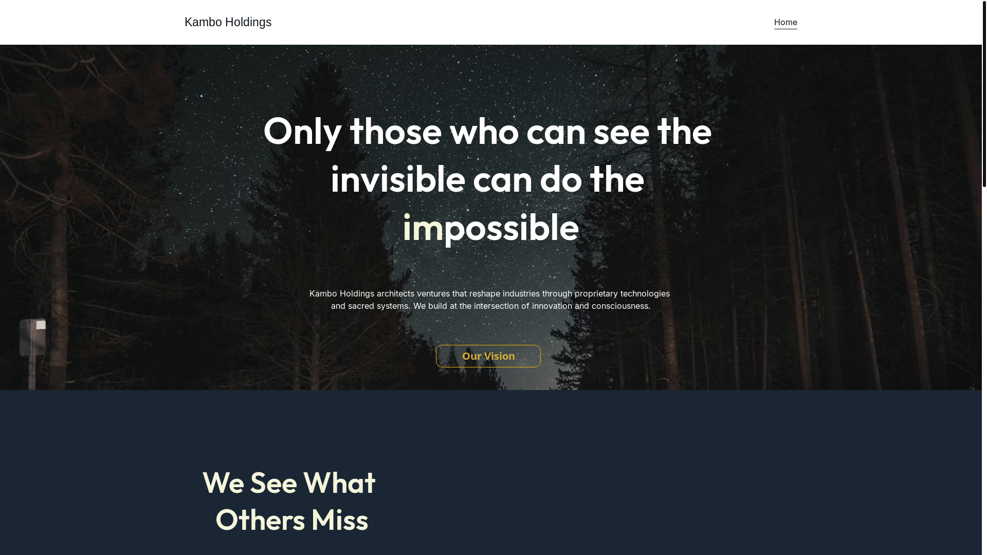 website screenshot of https://kamboholdings.com/