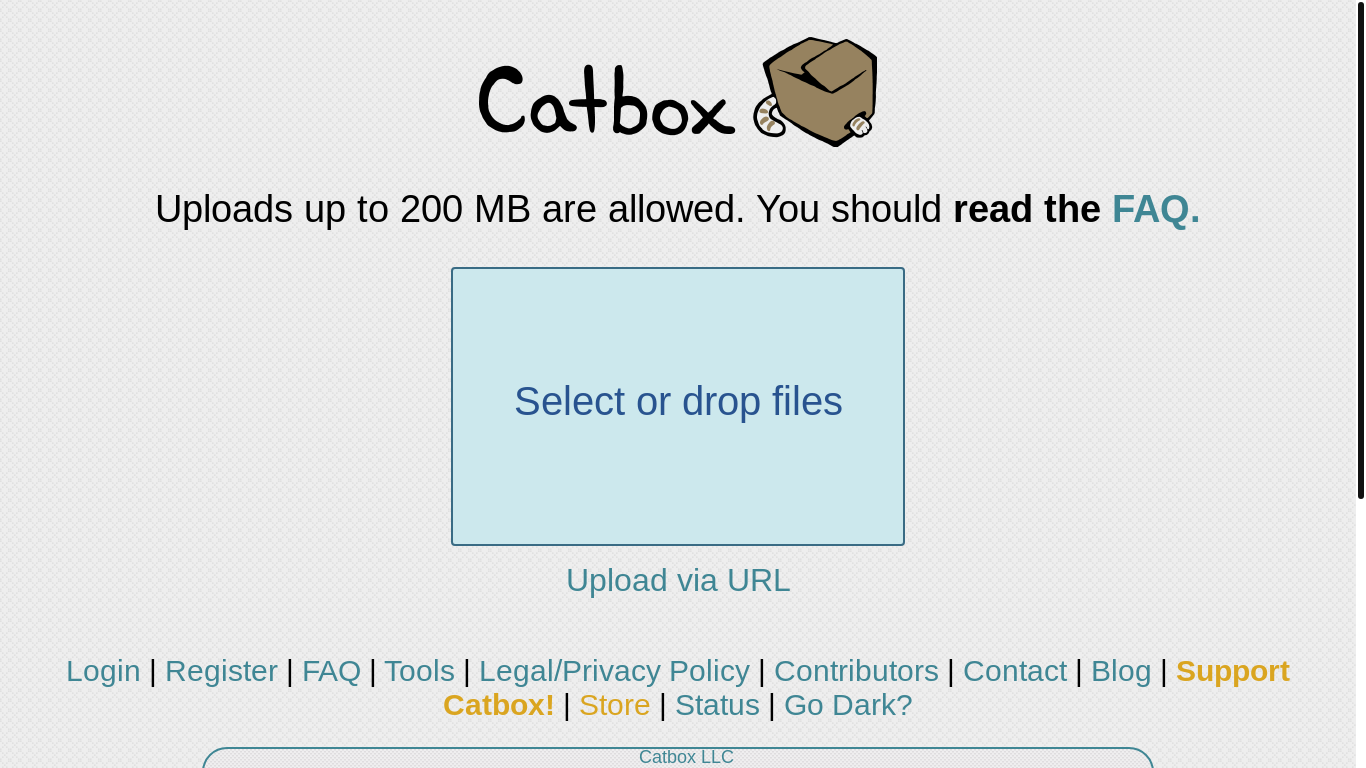 website screenshot of https://files.catbox.moe/