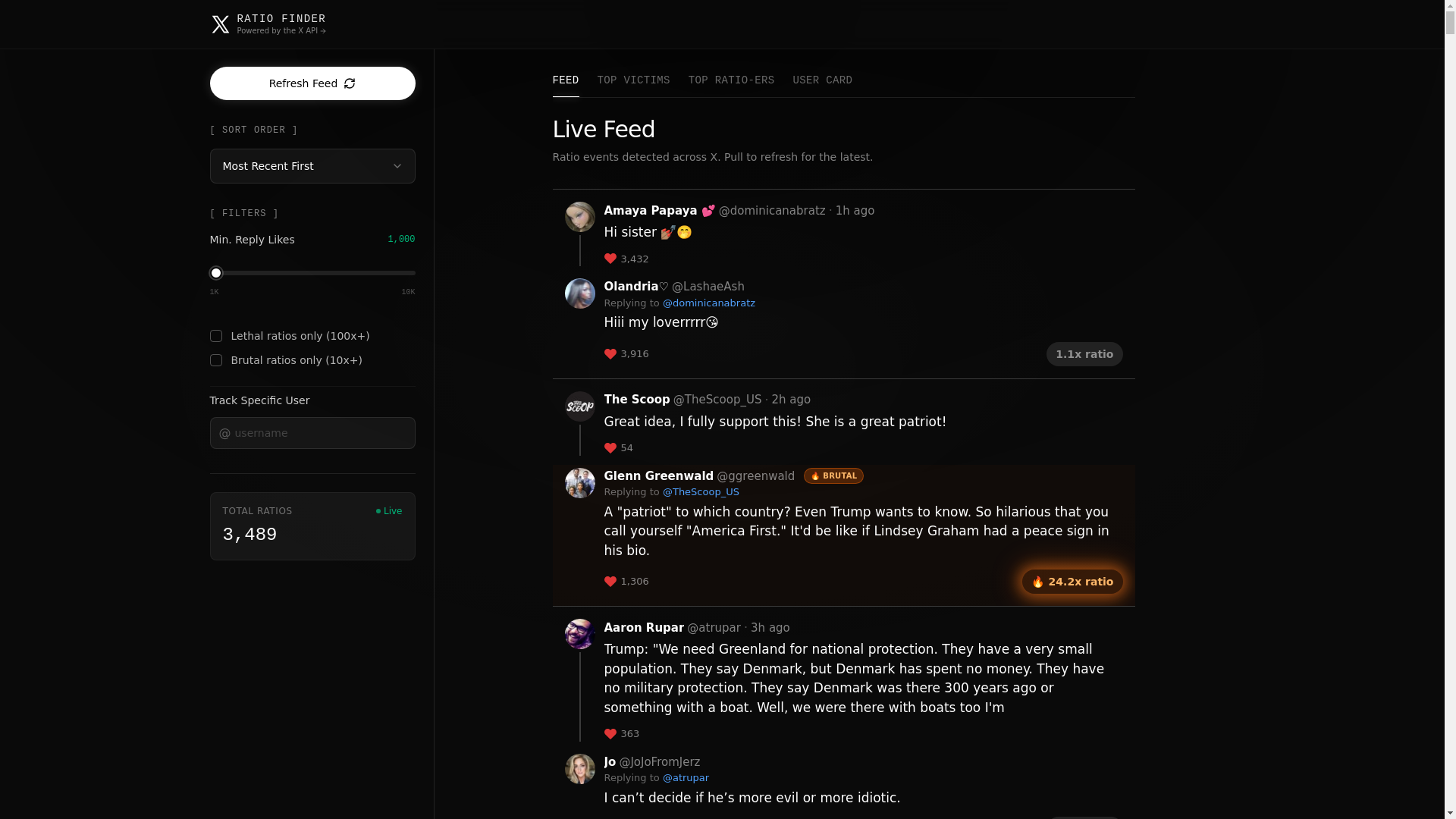 website screenshot of https://xratios.app