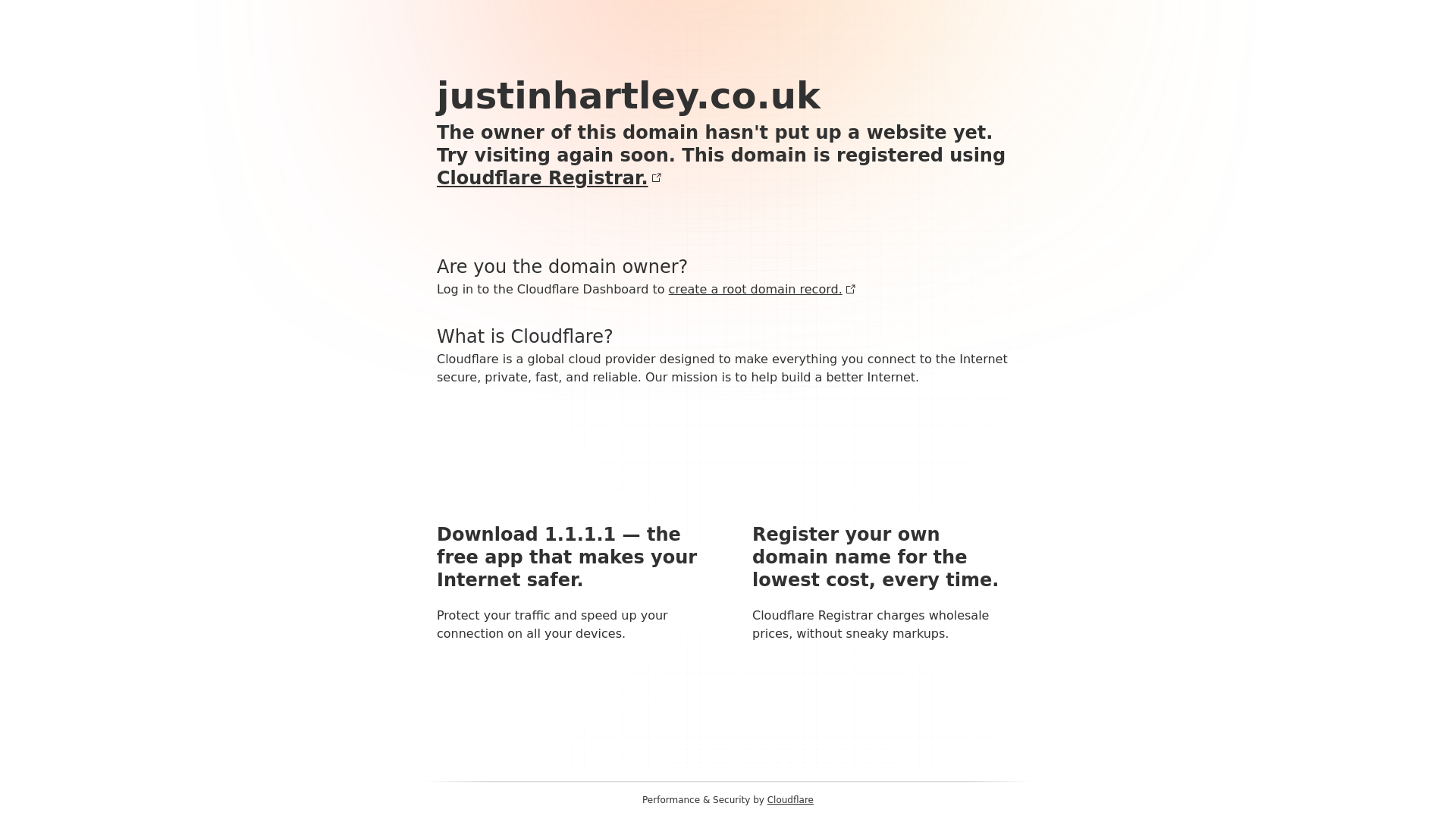 website screenshot of https://justinhartley.co.uk/