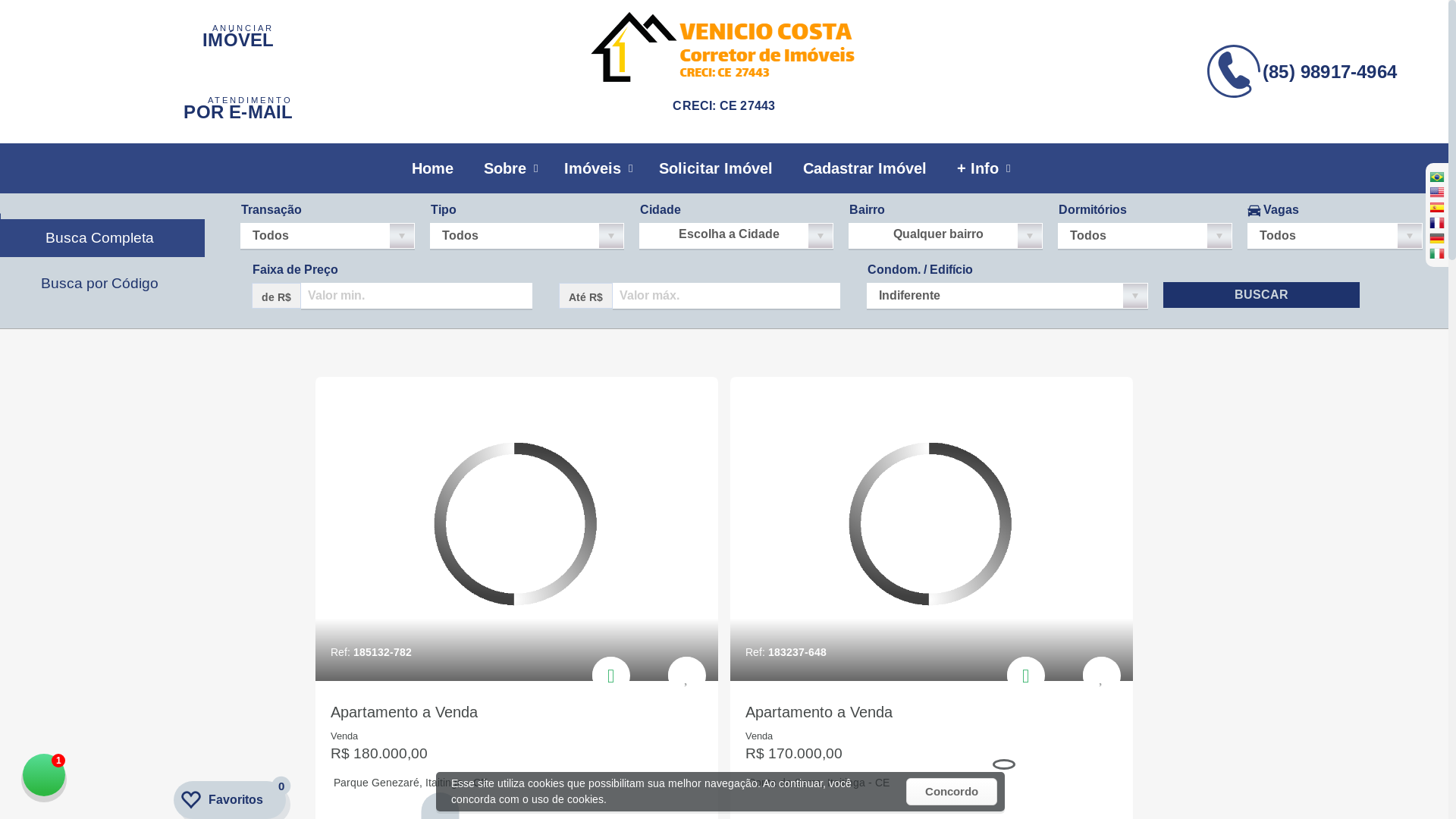 website screenshot of https://venicioimoveis.com.br/