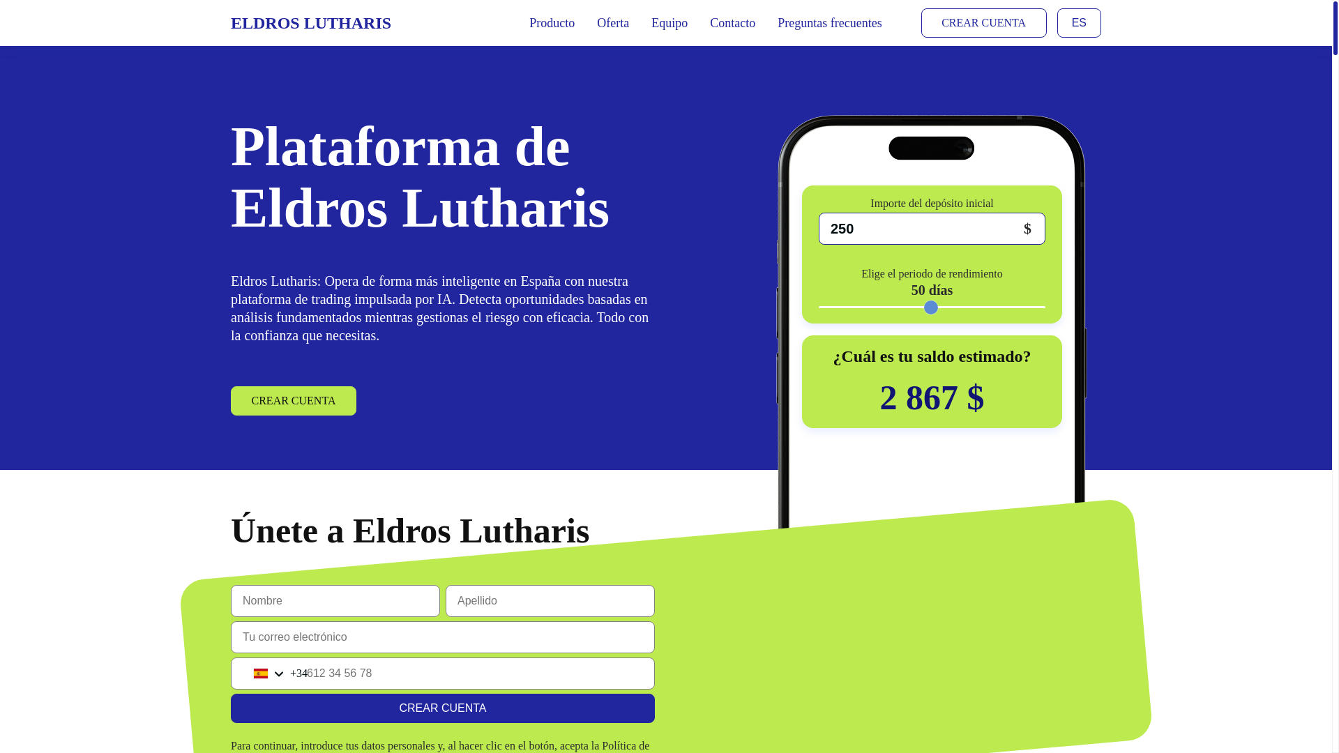 website screenshot of https://eldros-lutharis.com