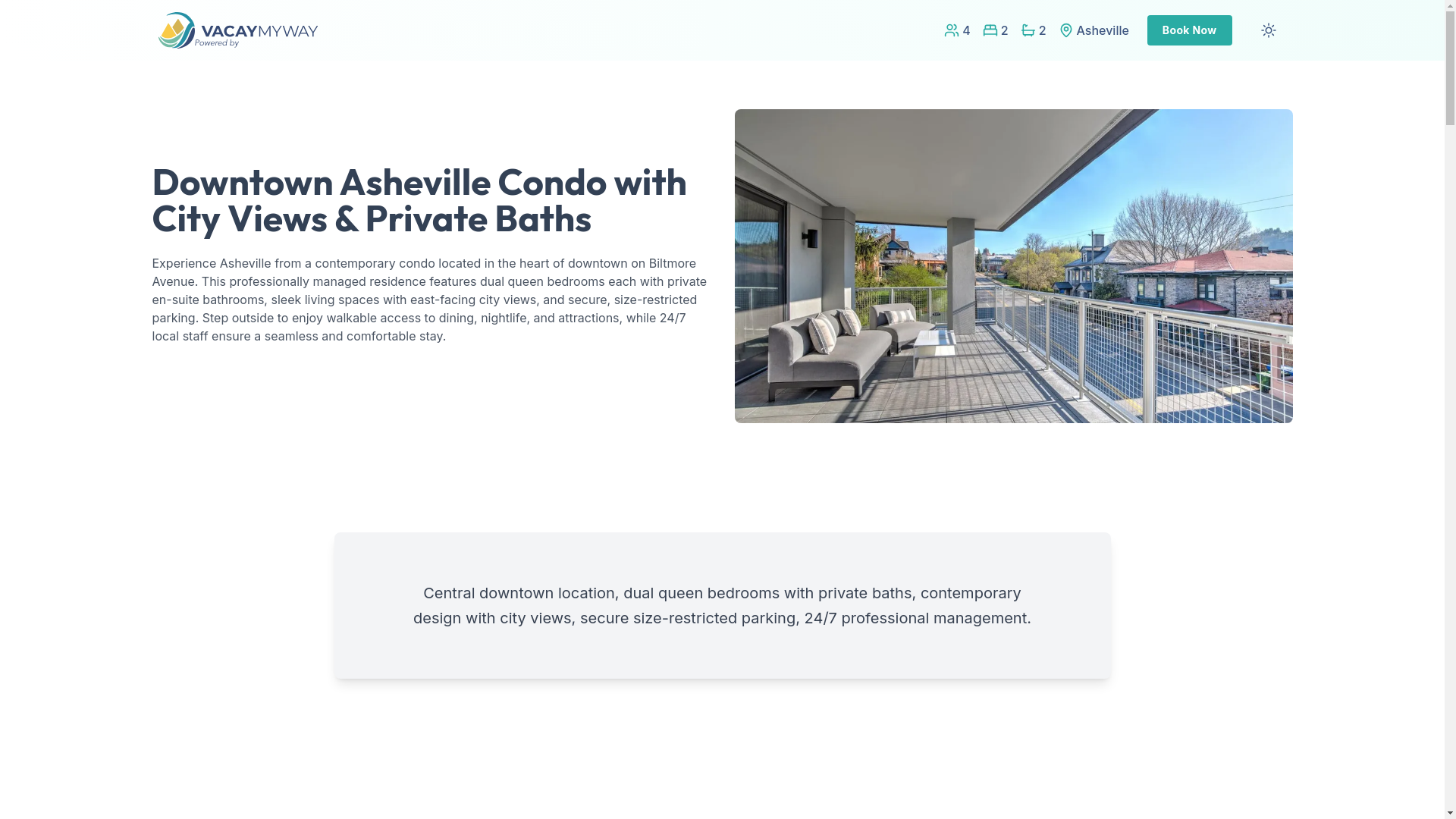 website screenshot of https://sereneavl.vacations/