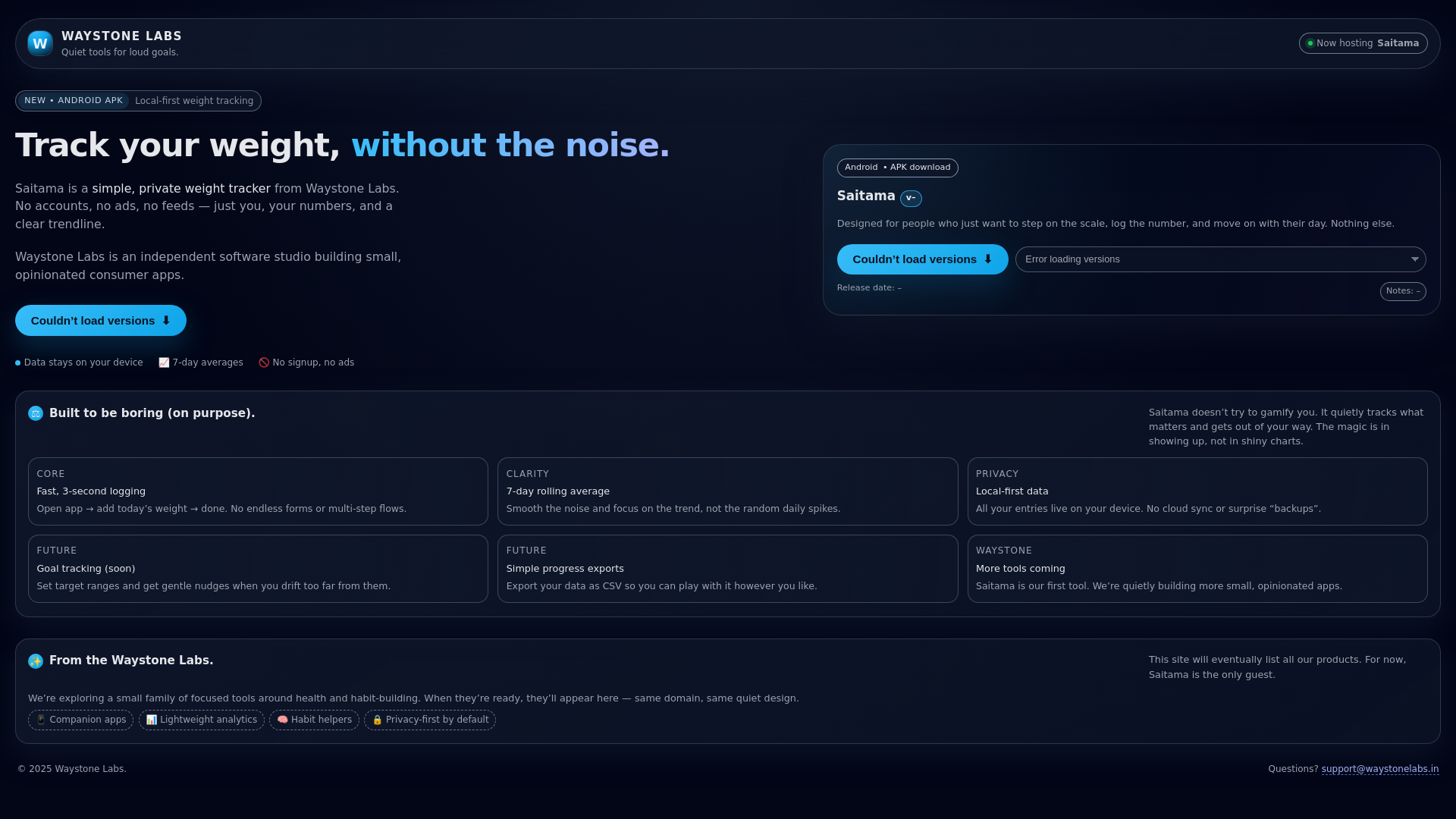 website screenshot of https://waystonelabs.in/