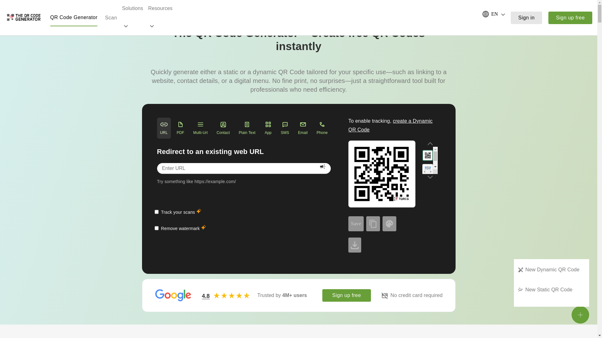website screenshot of https://qr-codes.io/