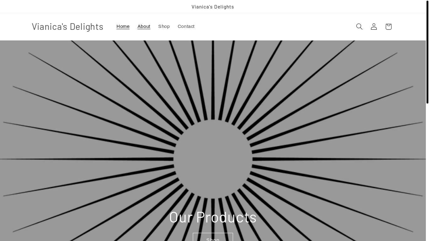 website screenshot of https://vianicasdelights.com/