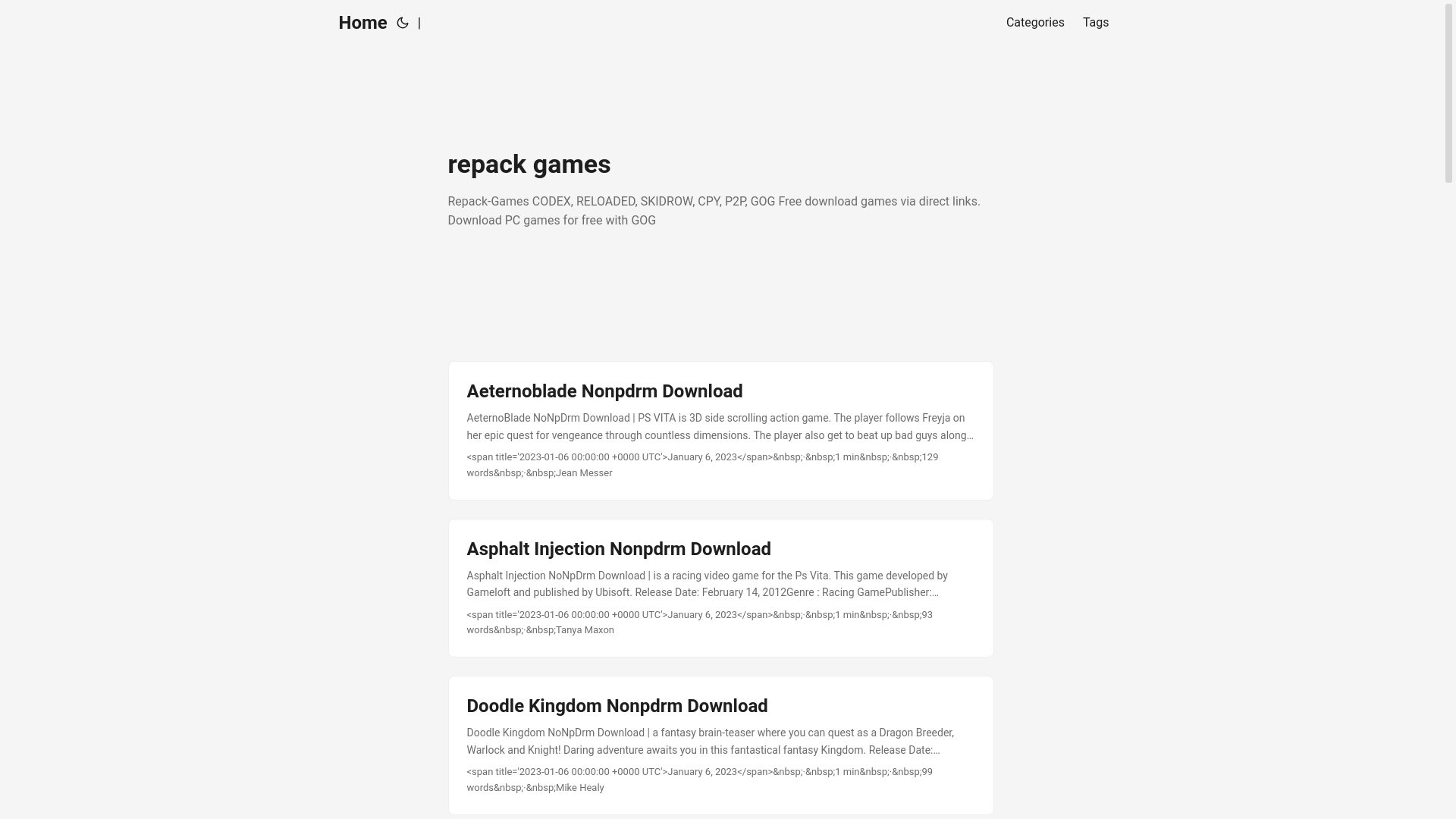 website screenshot of https://repackgames25.pages.dev/