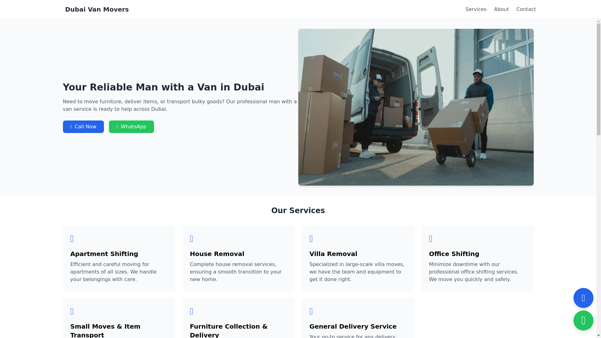 website screenshot of https://dubaivanmovers.site/