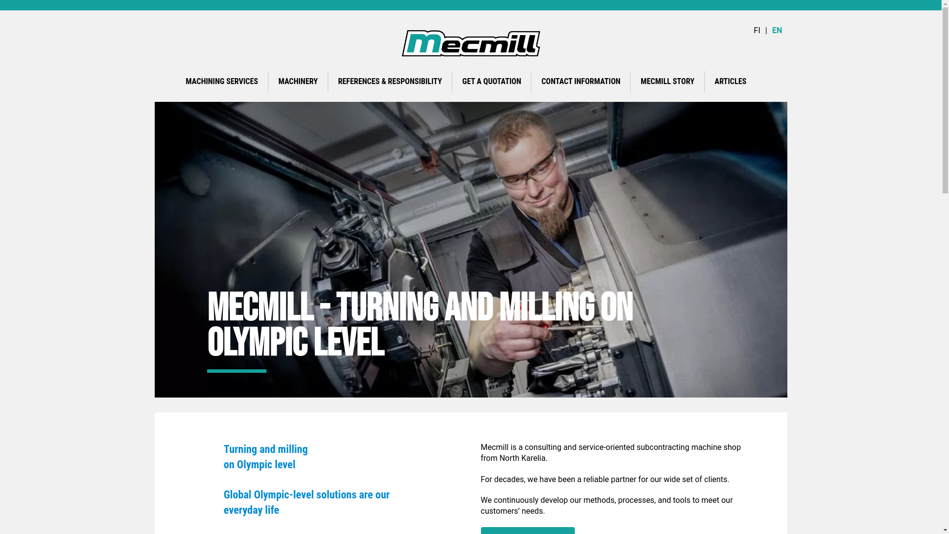website screenshot of https://mecmill.fi/