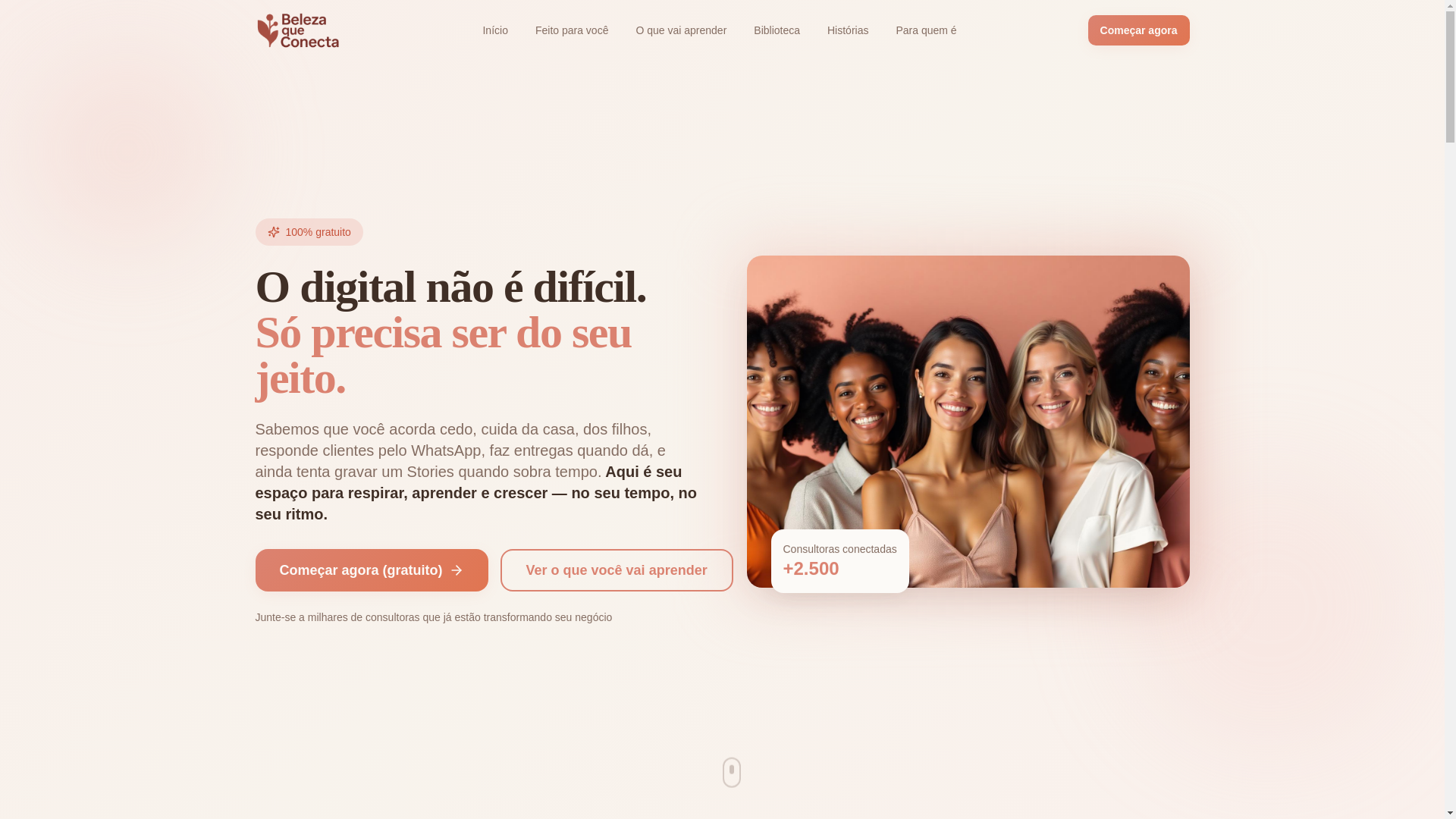 website screenshot of https://belezaqueconecta.com.br/