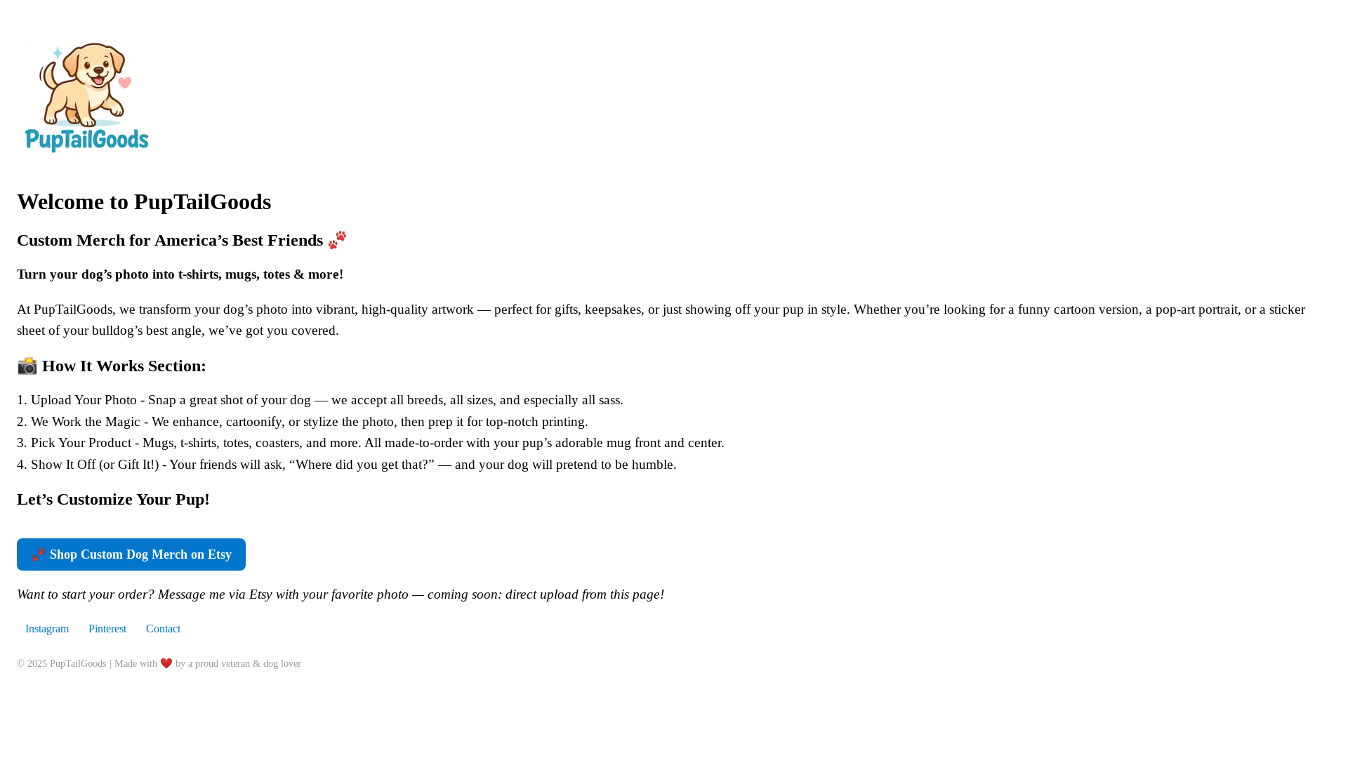 website screenshot of https://puptailgoods-landingpage.pages.dev/