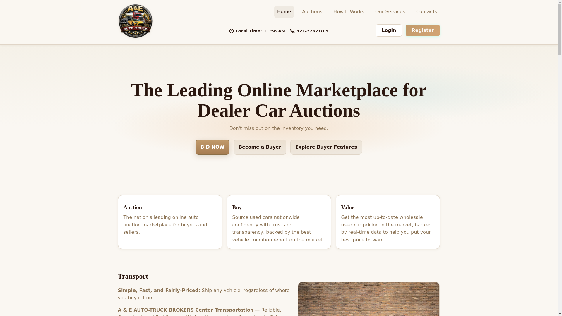 website screenshot of https://aeautotrucks.com/