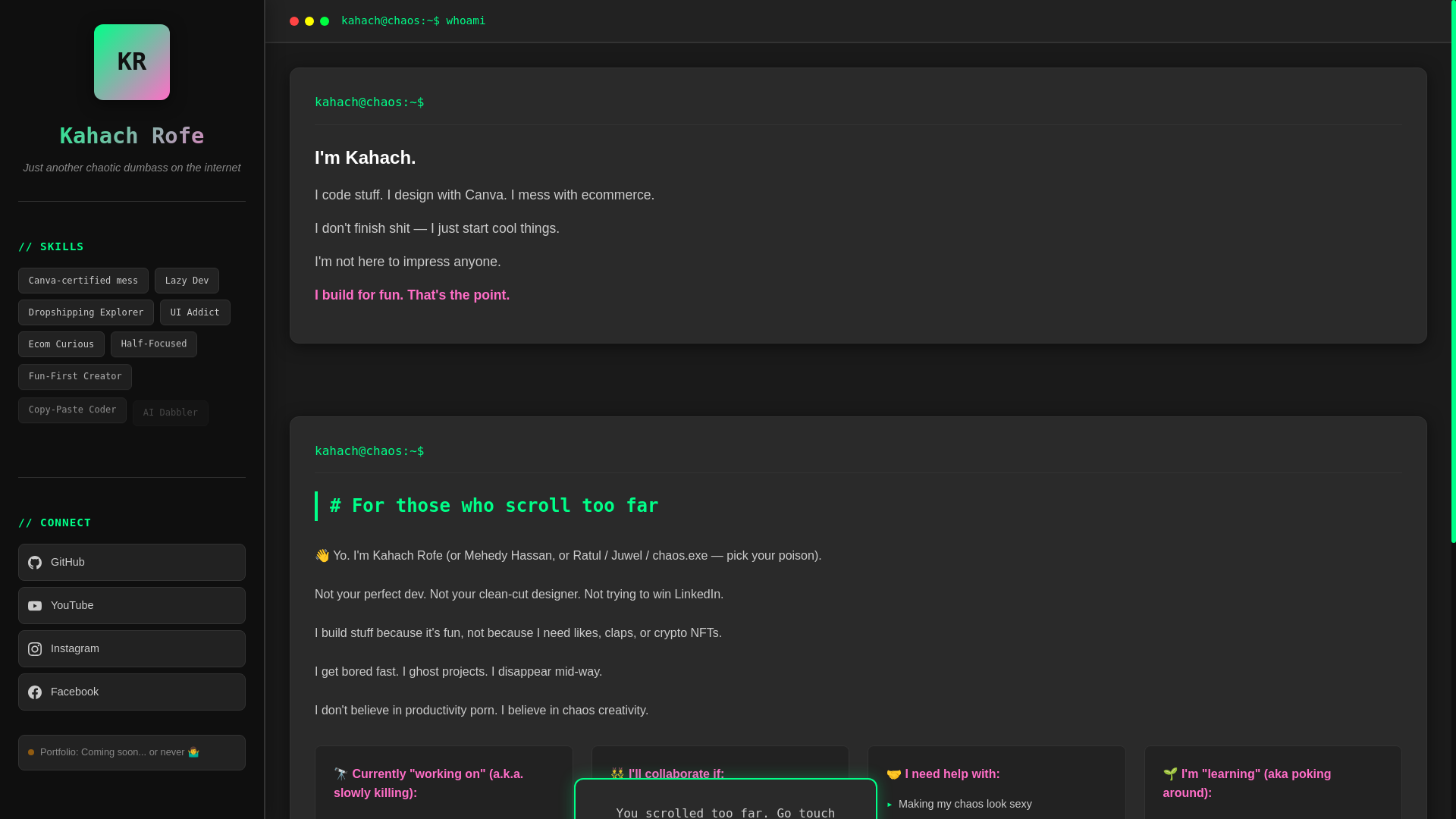 website screenshot of https://iamkahachrofe.pages.dev/