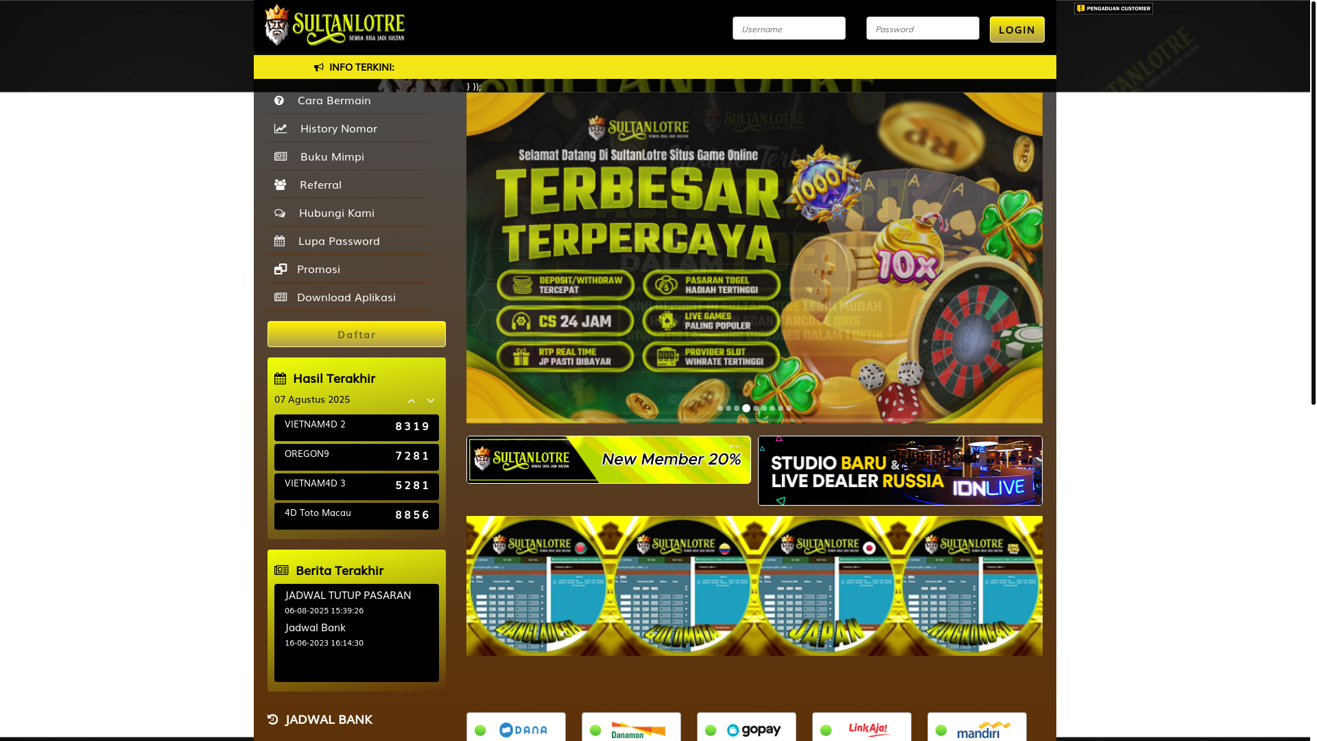 website screenshot of https://sultanlotre-sl11.xyz/