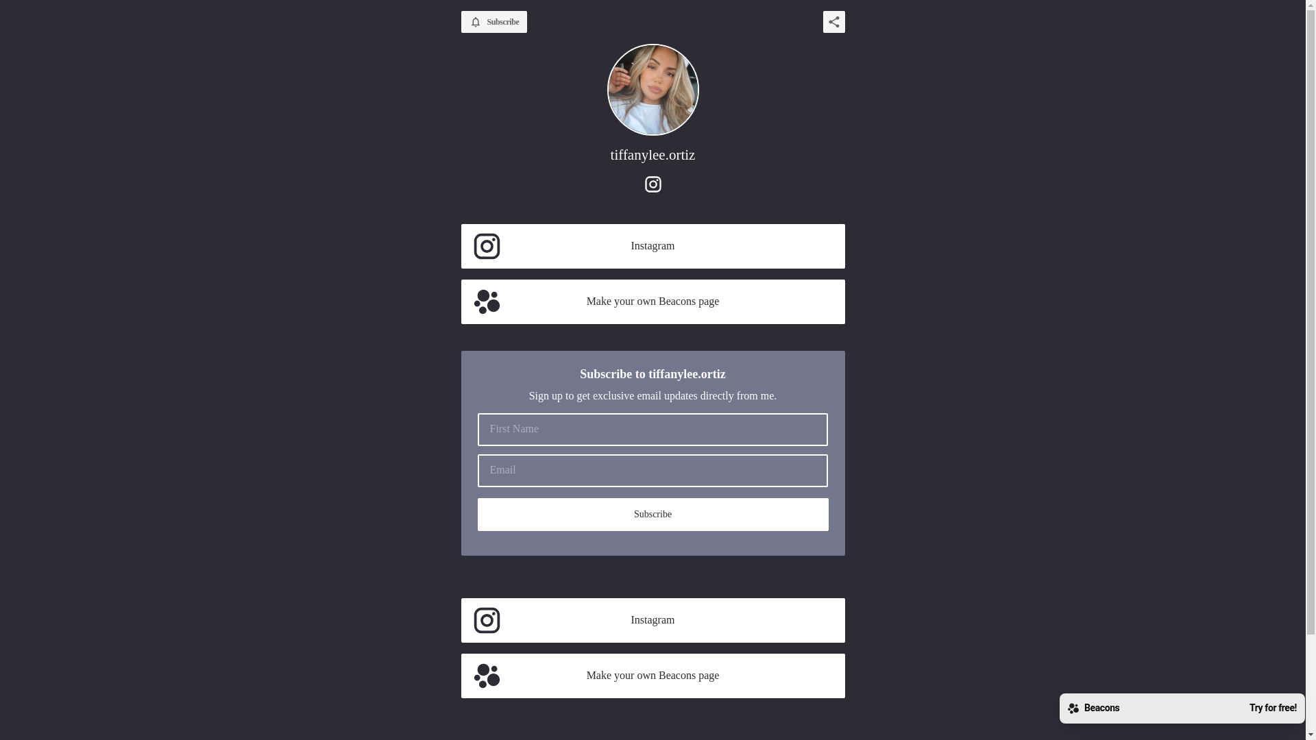 website screenshot of https://tiffanyleeortiz.store/