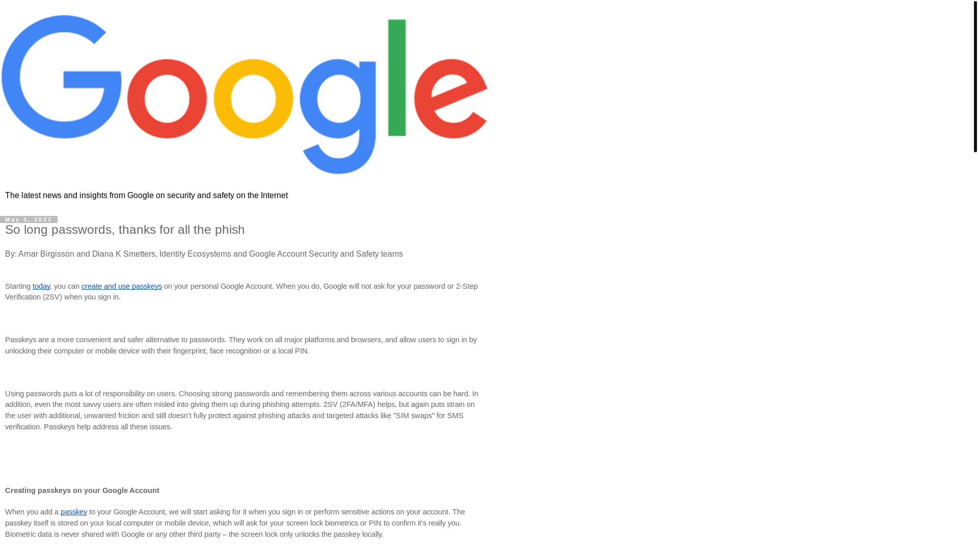 website screenshot of https://security.googleblog.com/2023/05/so-long-passwords-thanks-for-all-phish.html?m=1