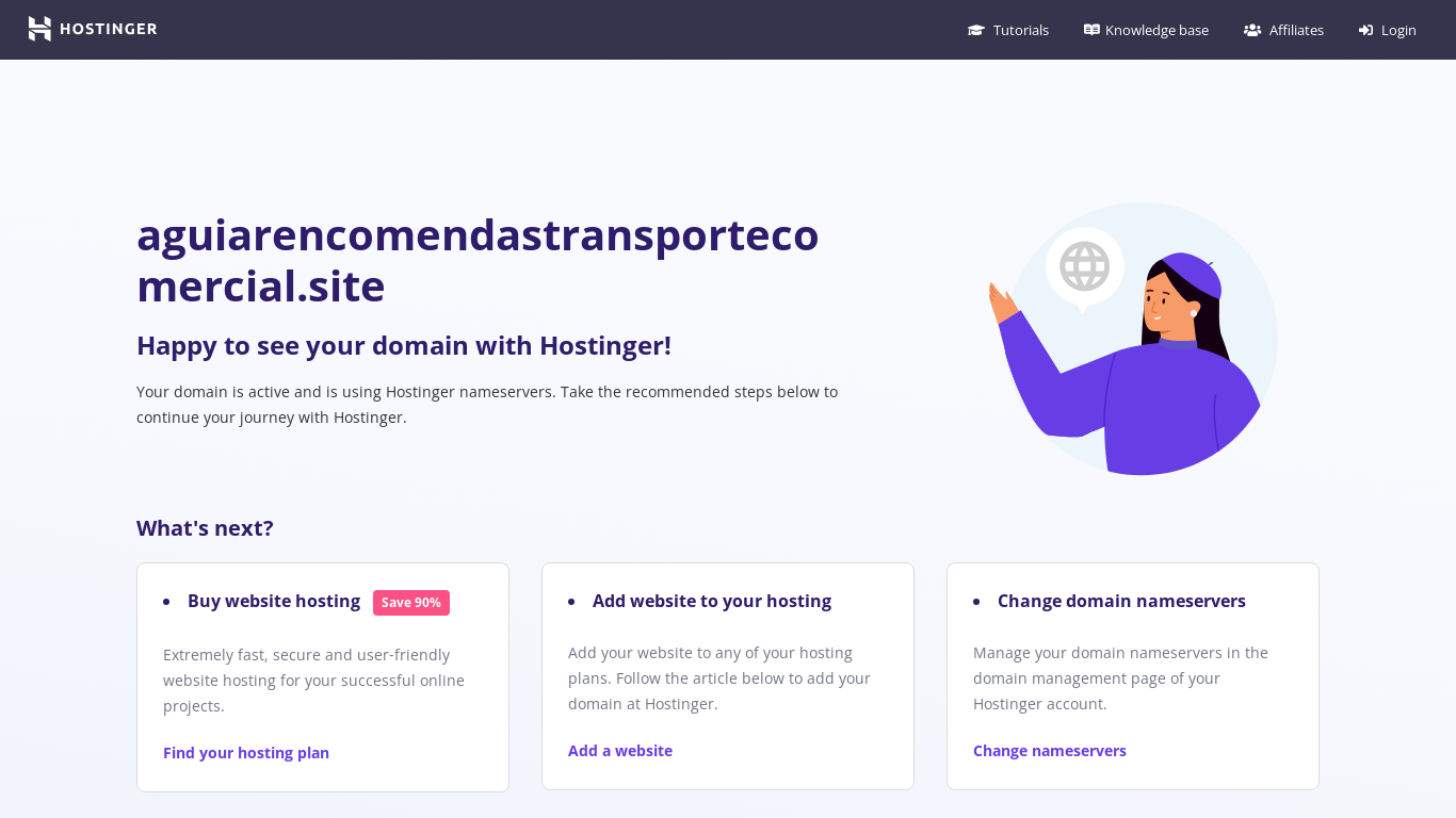 website screenshot of https://aguiarencomendastransportecomercial.site/