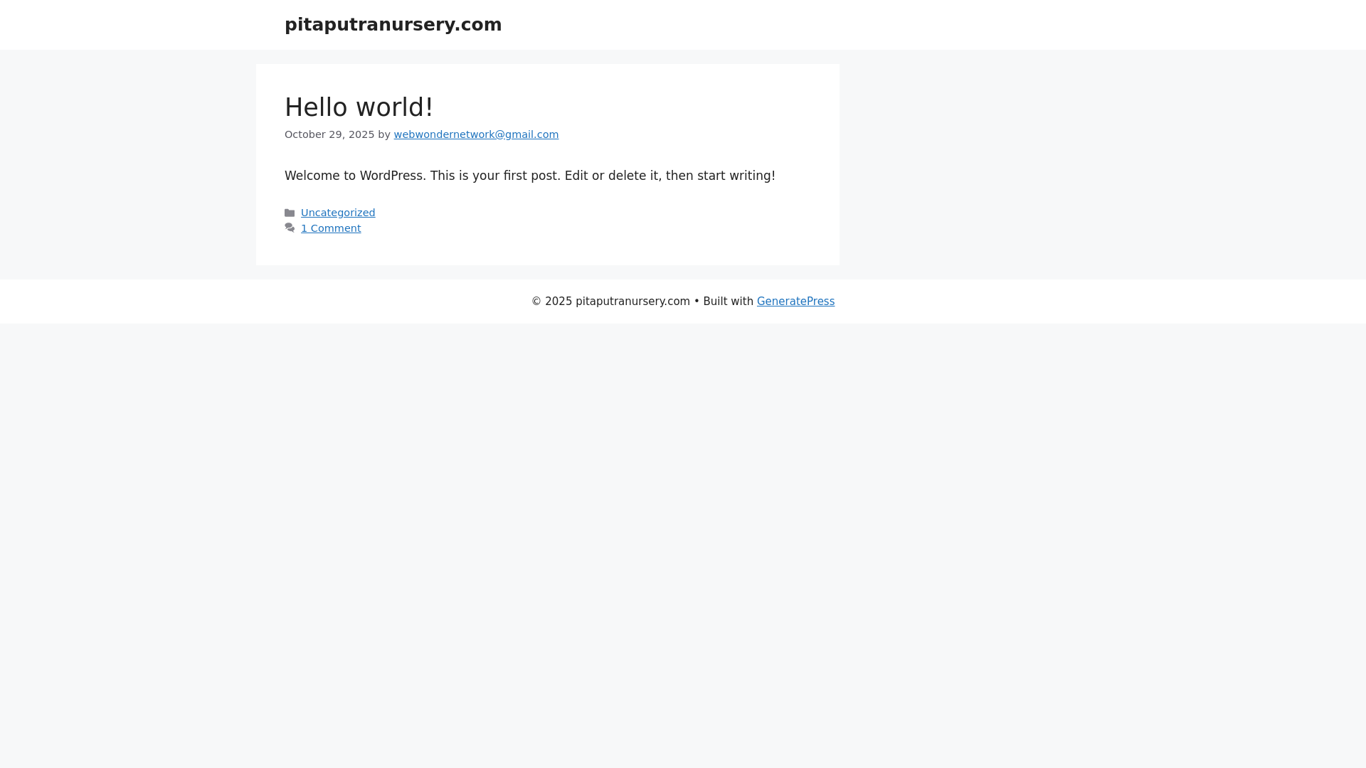 website screenshot of https://pitaputranursery.com/