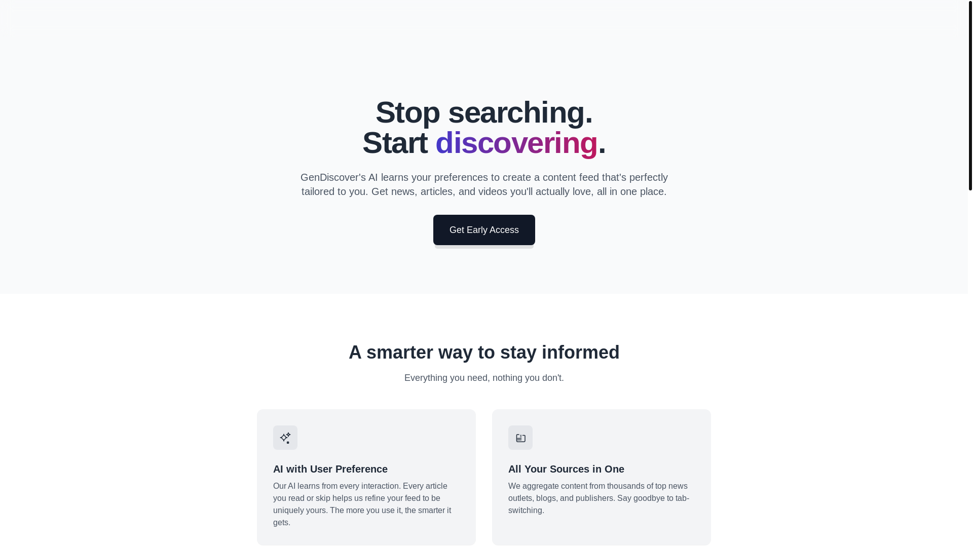 website screenshot of https://gendiscover-web.pages.dev/