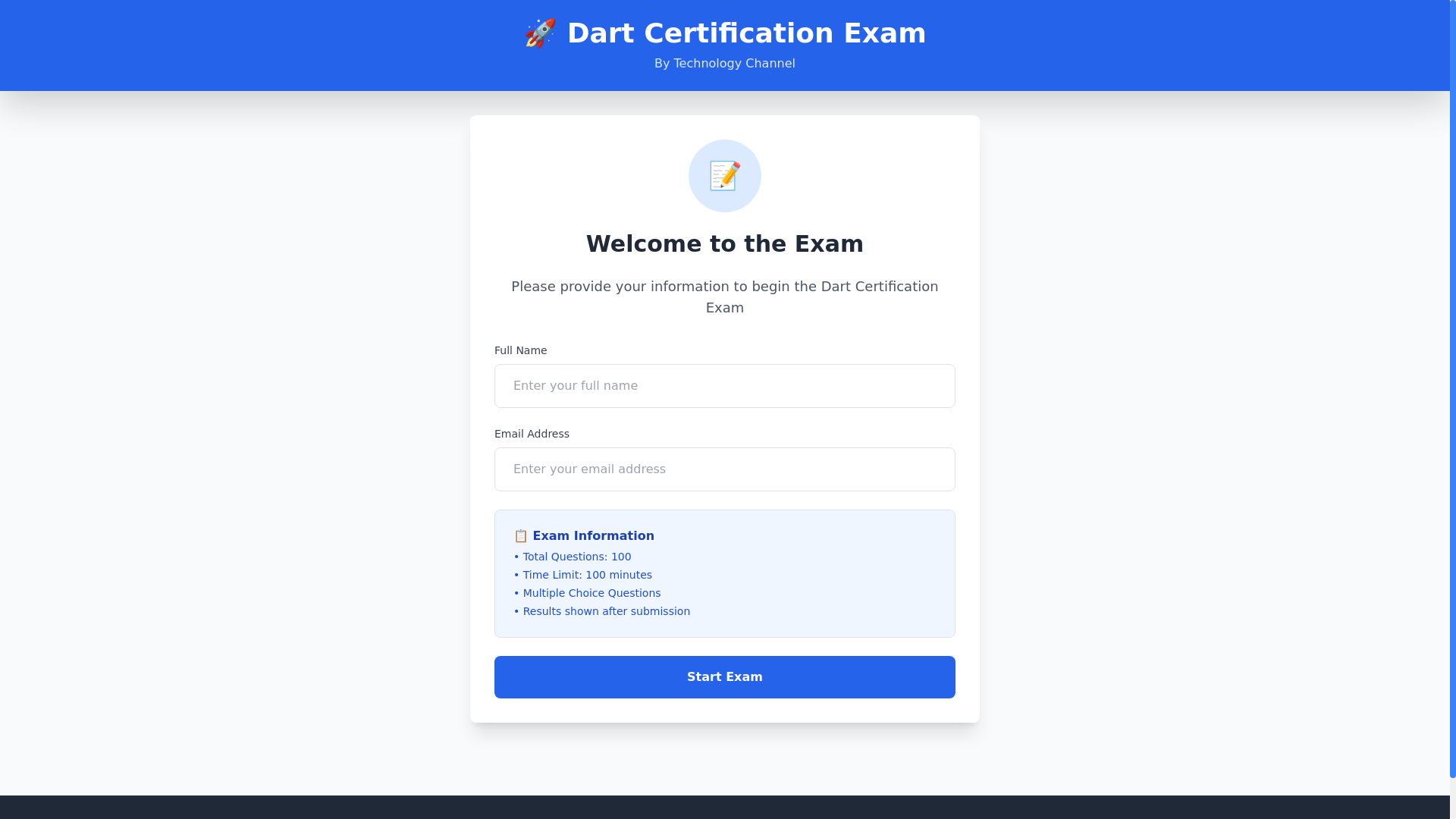 website screenshot of https://dartcertificationexam.pages.dev/