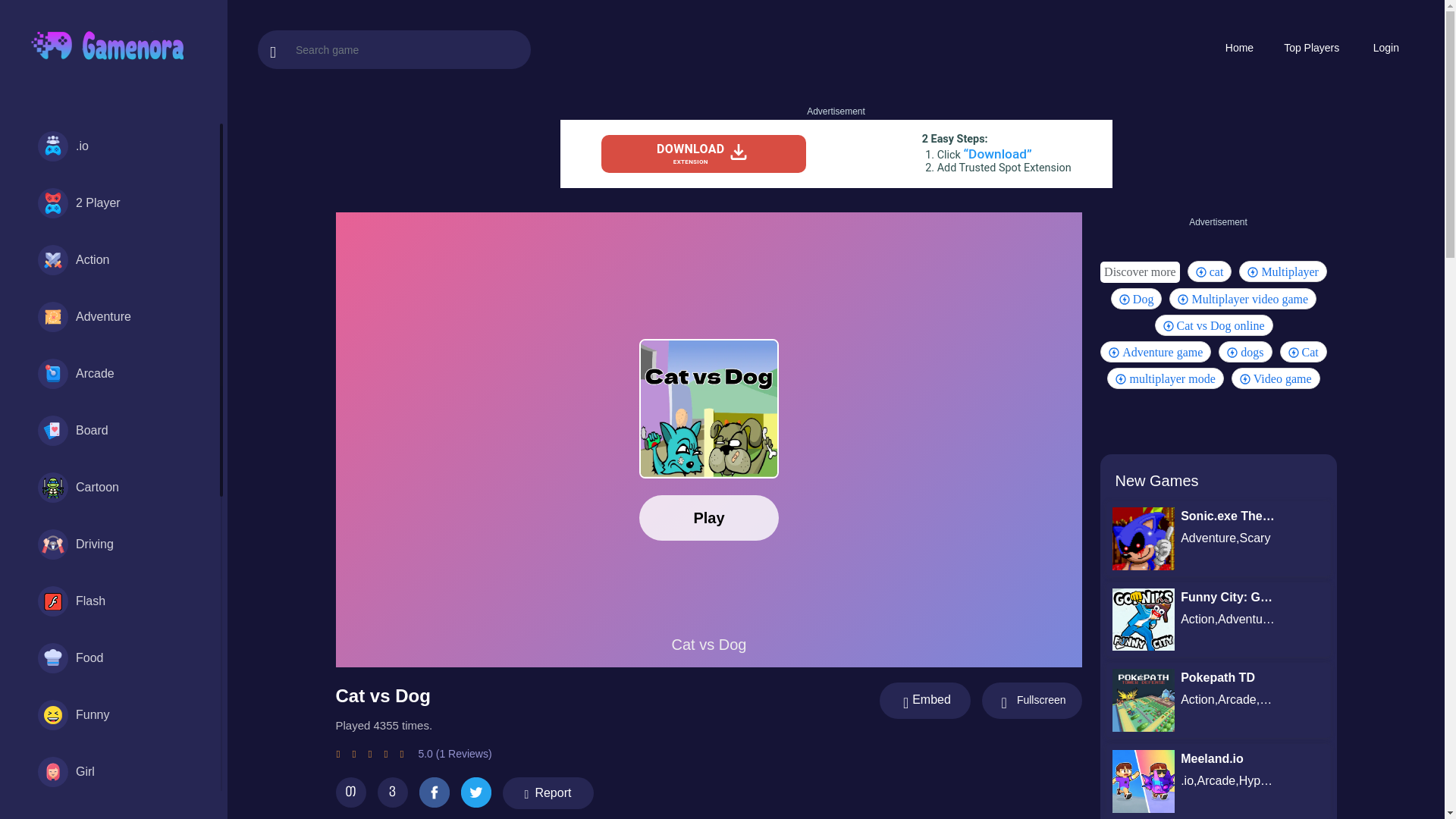 website screenshot of https://www.gamenora.com/game/cat-vs-dog/