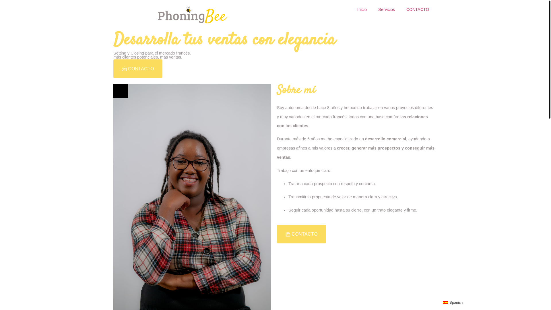 website screenshot of https://phoningbee.es/